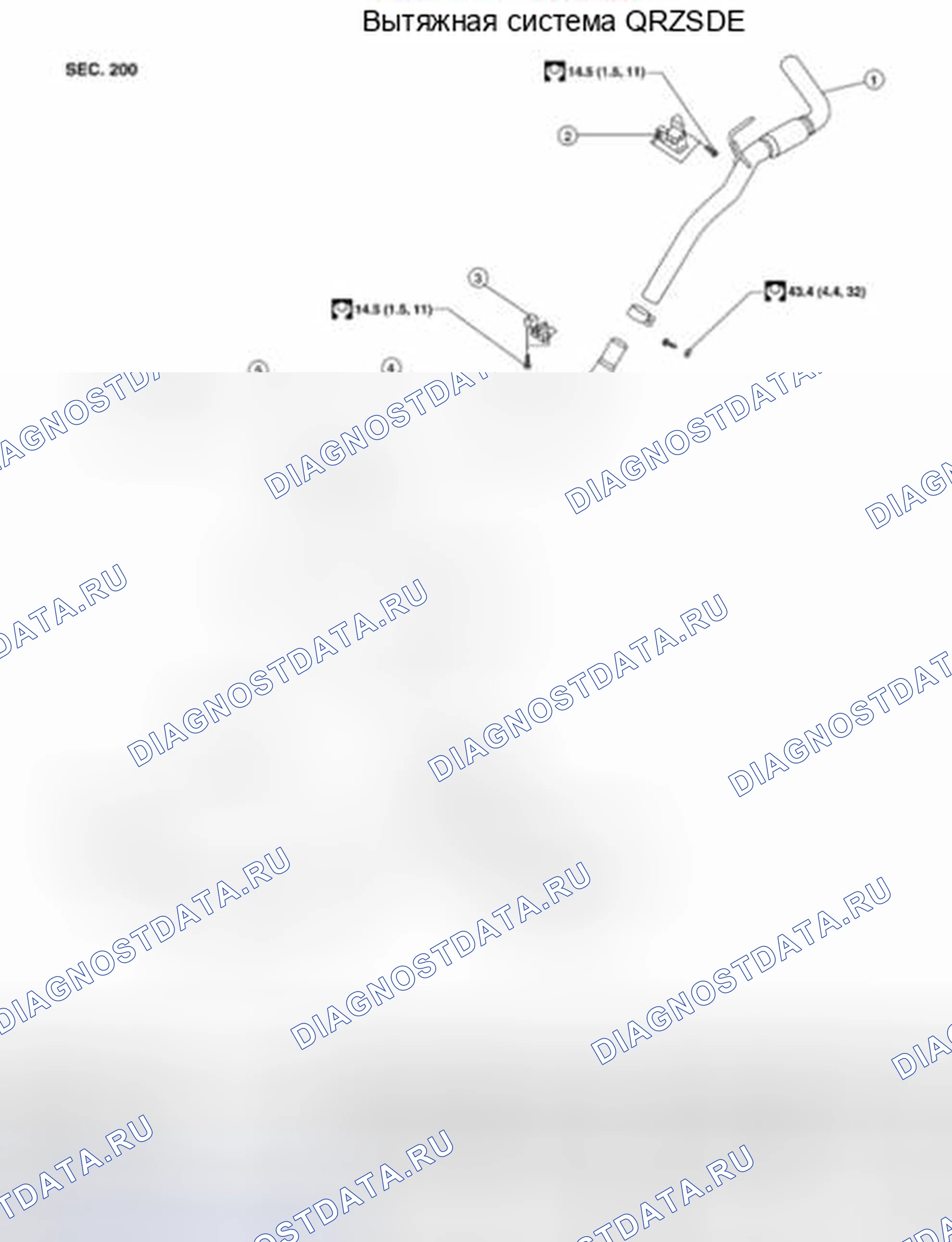 Рис. 16: Выхлопная система: покомпонентный вид. Suzuki Equator I