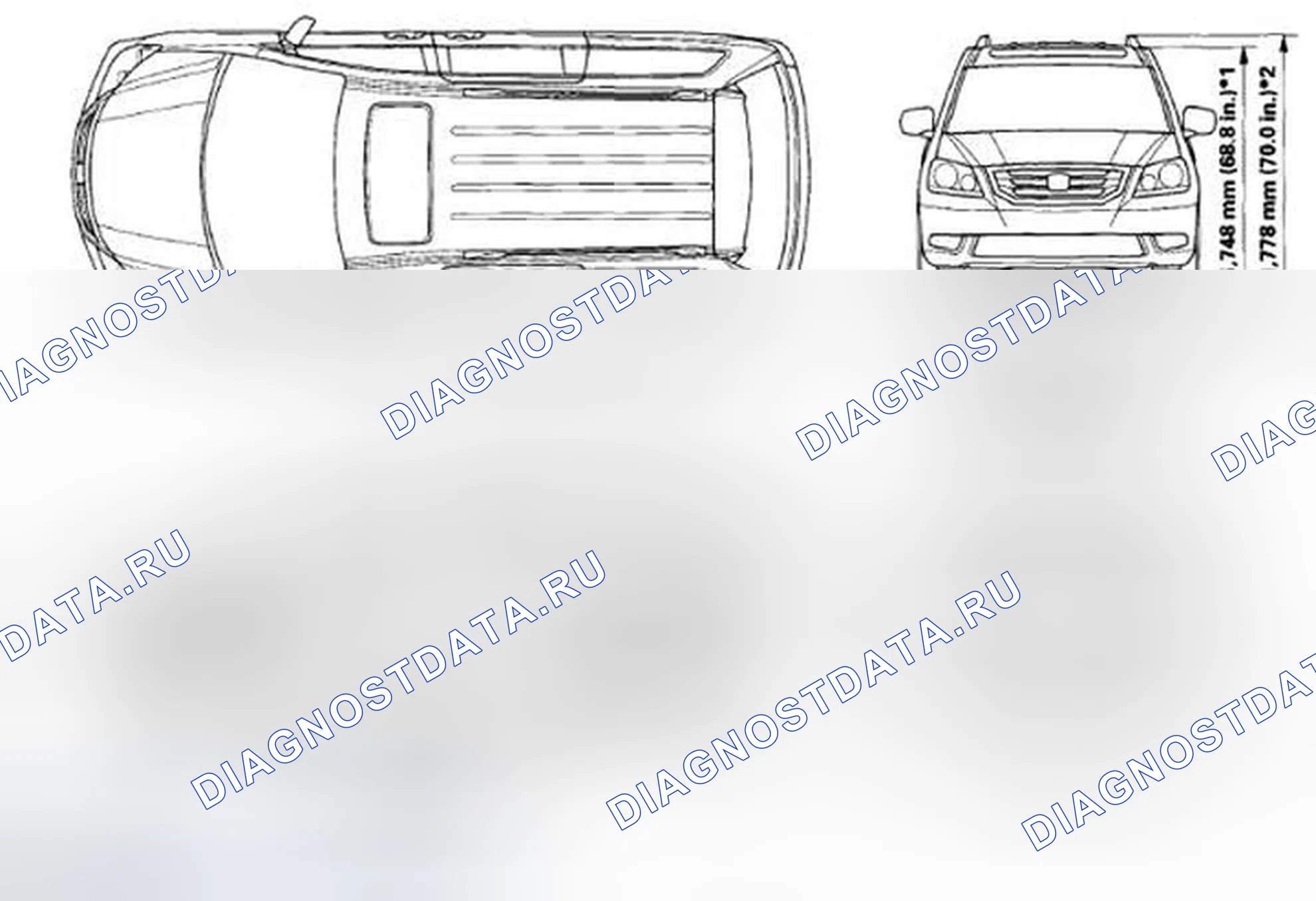 Рис. 2: Определение характеристик кузова (модель 08 и 10). Honda Odyssey IV