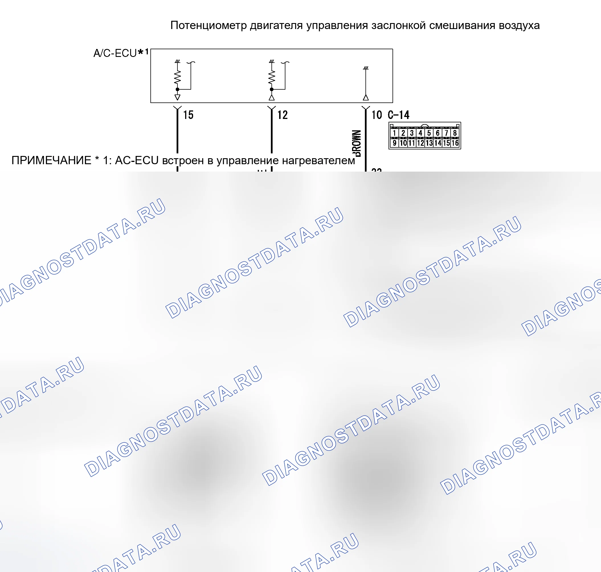 Рис. 31: расшифровка кода ошибки B1041: двигатель управления заслонкой смешивания воздуха и потенциометр (система потенциометра замкнута на po. Honda Fit Aria I