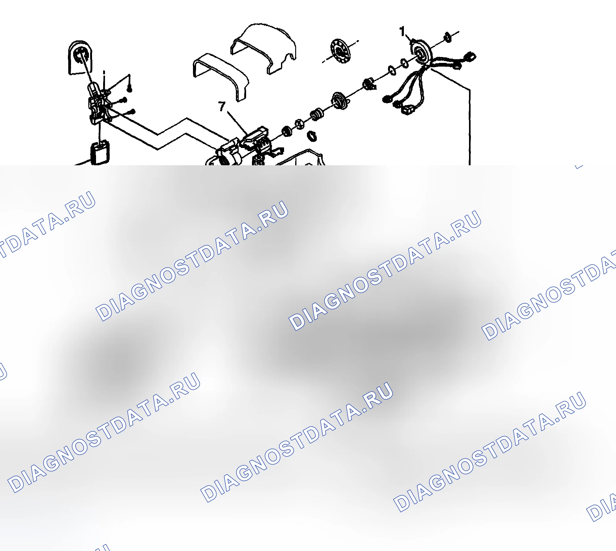 Рис. 3: Компоненты рулевой колонки. Chevrolet TrailBlazer I