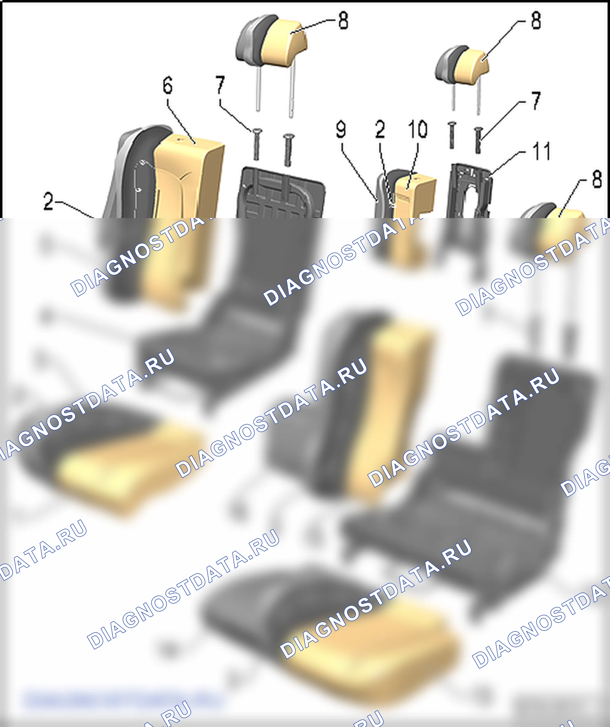 Обивка и наполнитель задних сидений. SEAT Altea I