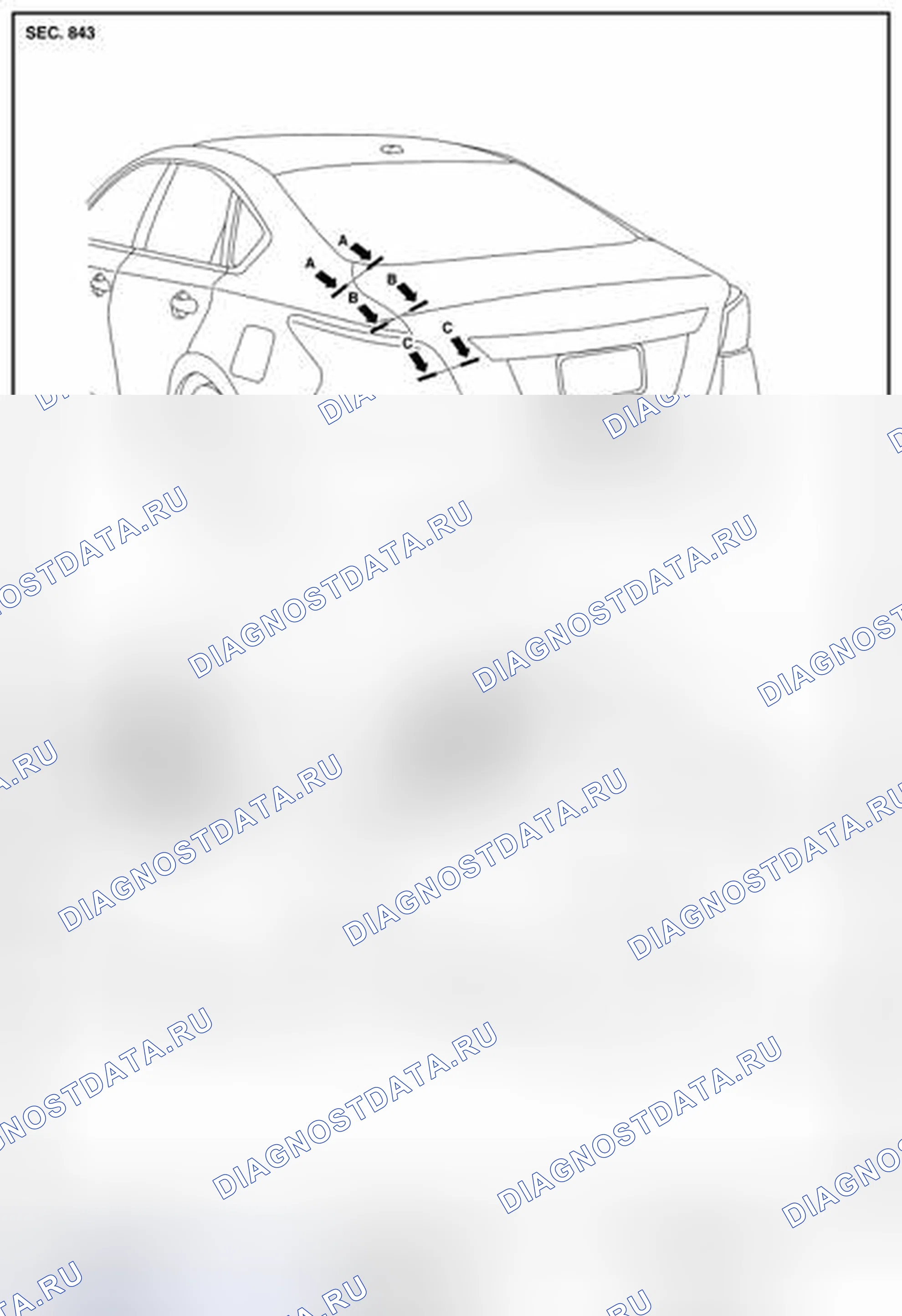 Рис. 88: УЗЕЛ КРЫШКИ БАГАЖНИКА: Регулировка. Nissan Altima L33