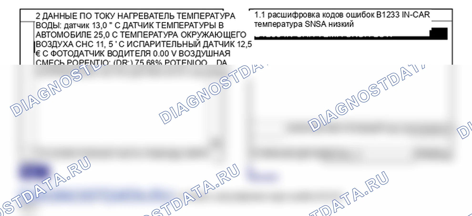 Данные диагностического сканера — B1233. Hyundai Santa Fe CM