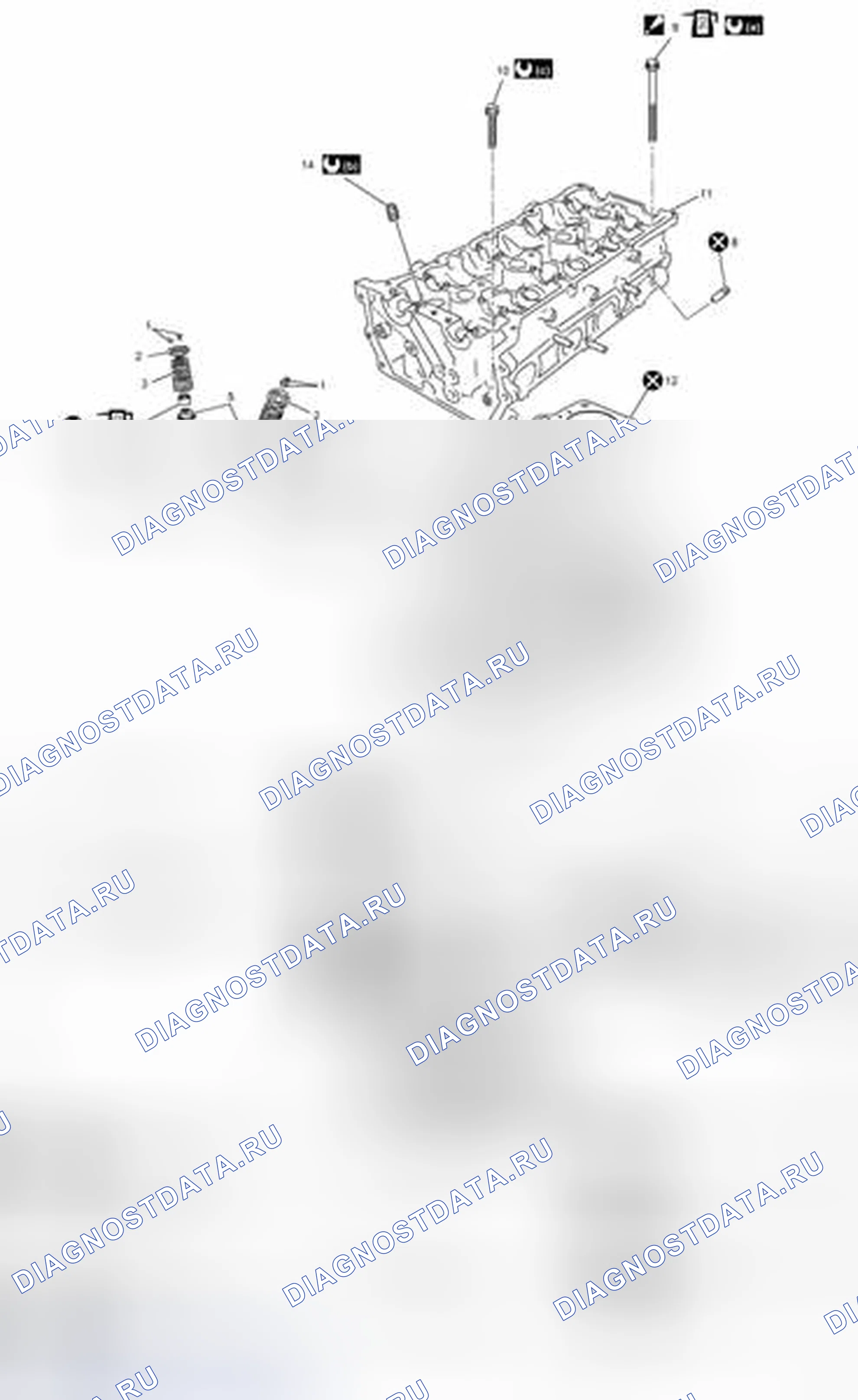 Рис. 174: Компоненты клапана и головки цилиндров. Suzuki SX4 I рестайлинг