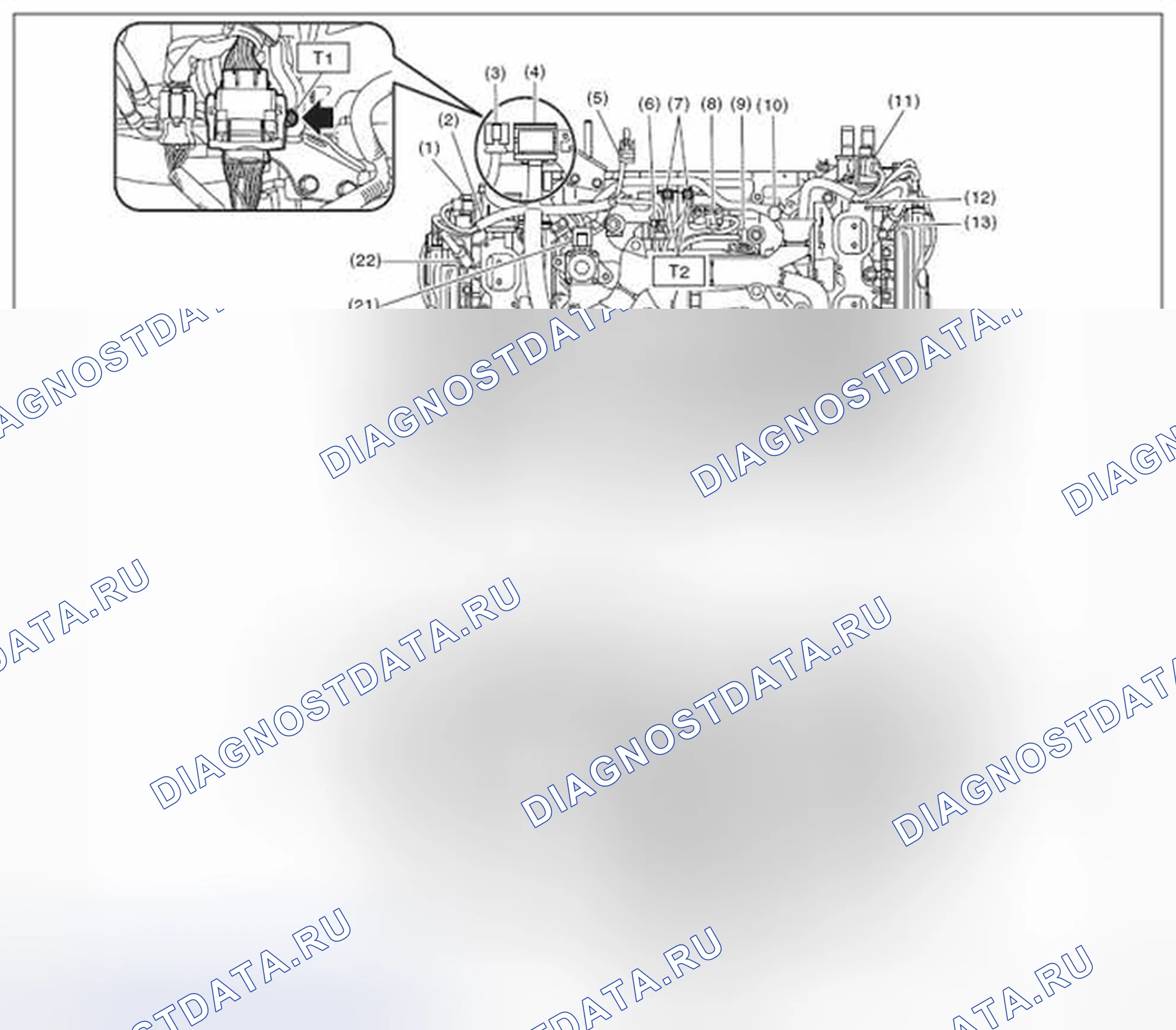 Рис. 105: ЖГУТ ДВИГАТЕЛЯ. Subaru Legacy BM/BR рестайлинг