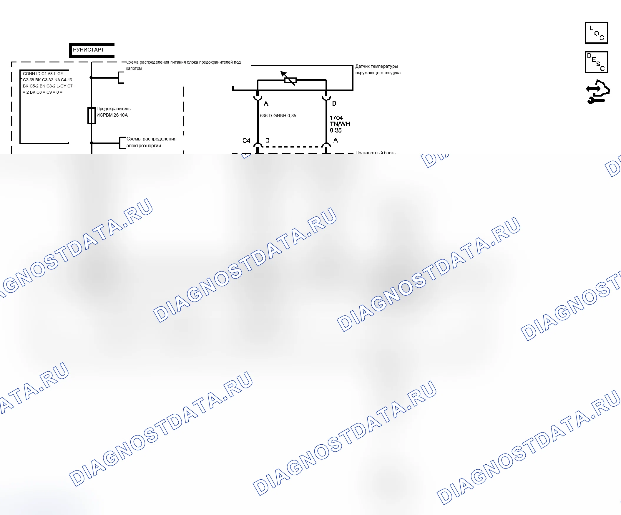 Рис. 4: Схема информационной системы водителя. Chevrolet RV Cutaway G3500 
