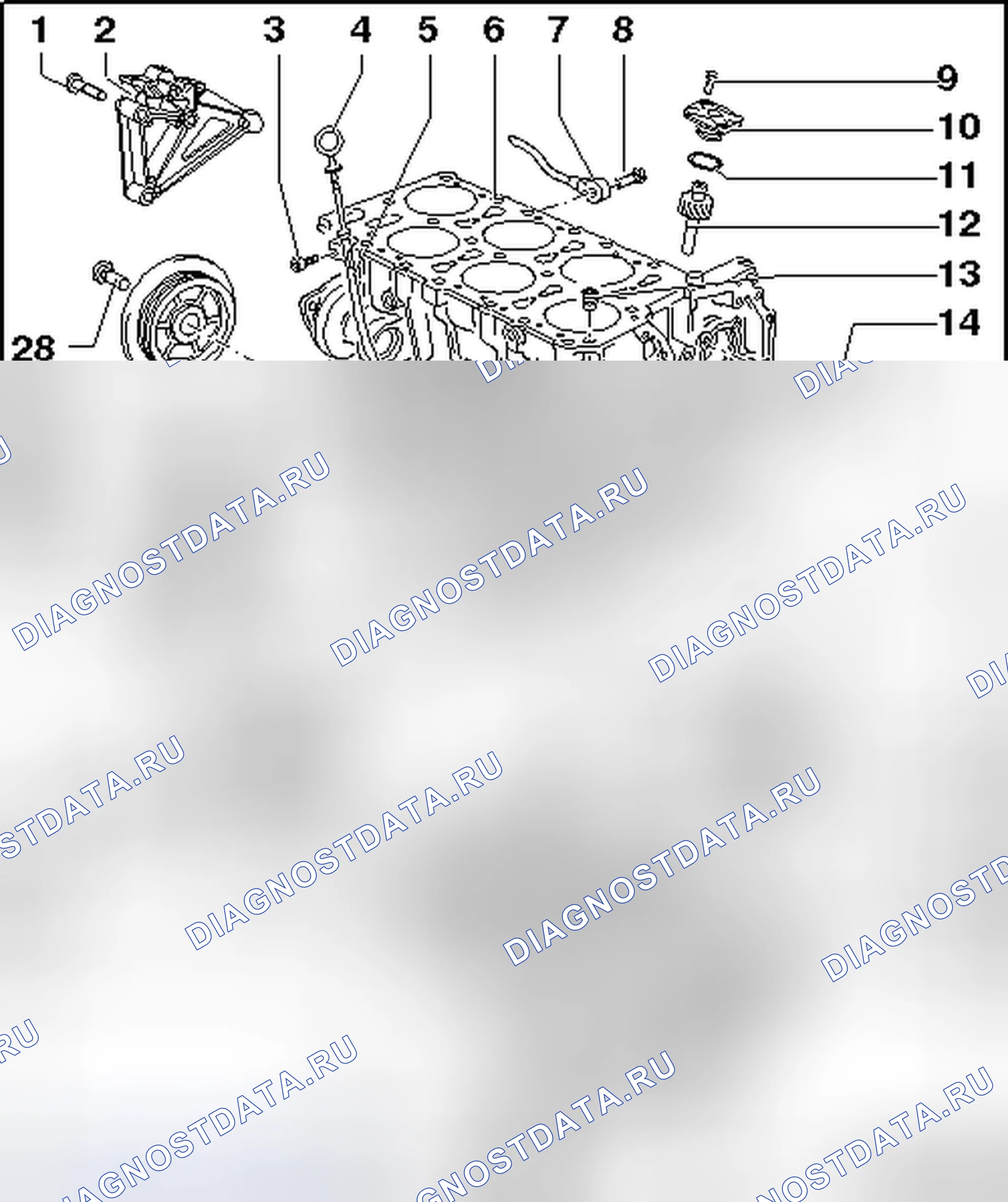 Рис. 34: БЛОК ЦИЛИНДРОВ. Volkswagen Eos I