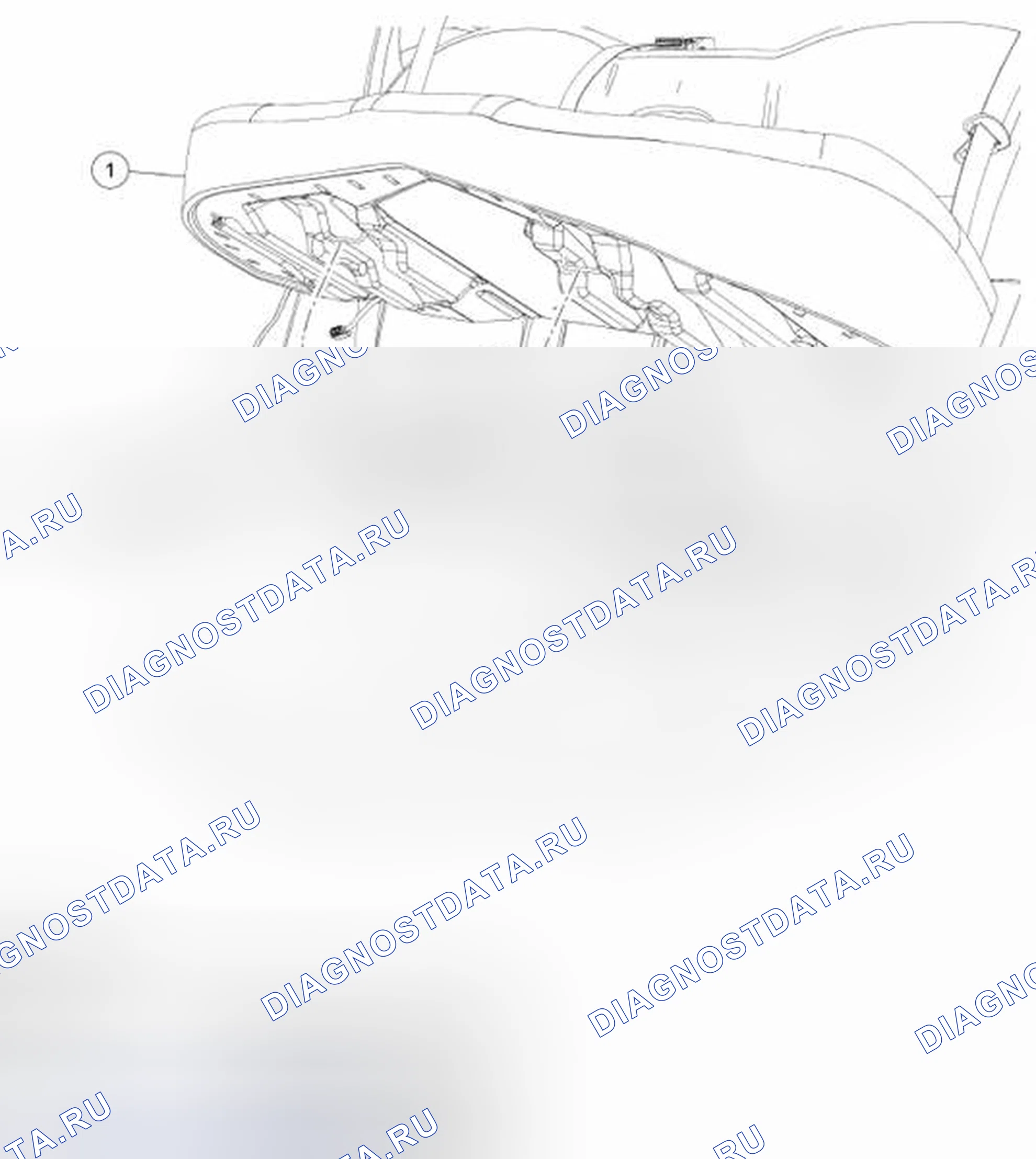 Рис. 287: Подушка сиденья - задняя часть. Mazda 2 I рестайлинг
