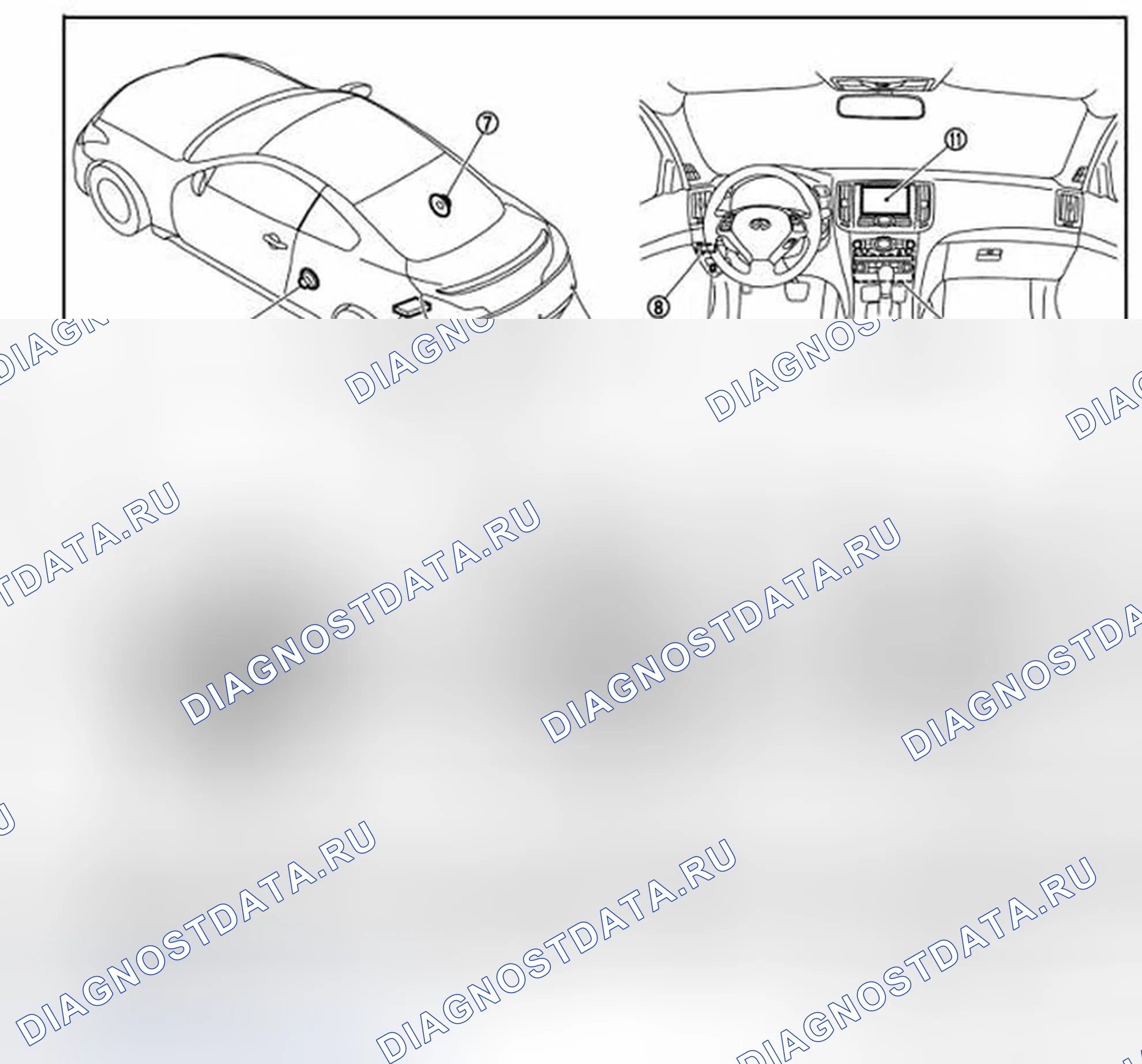 Рис. 318: Расположение компонентов. Infiniti Q60 I