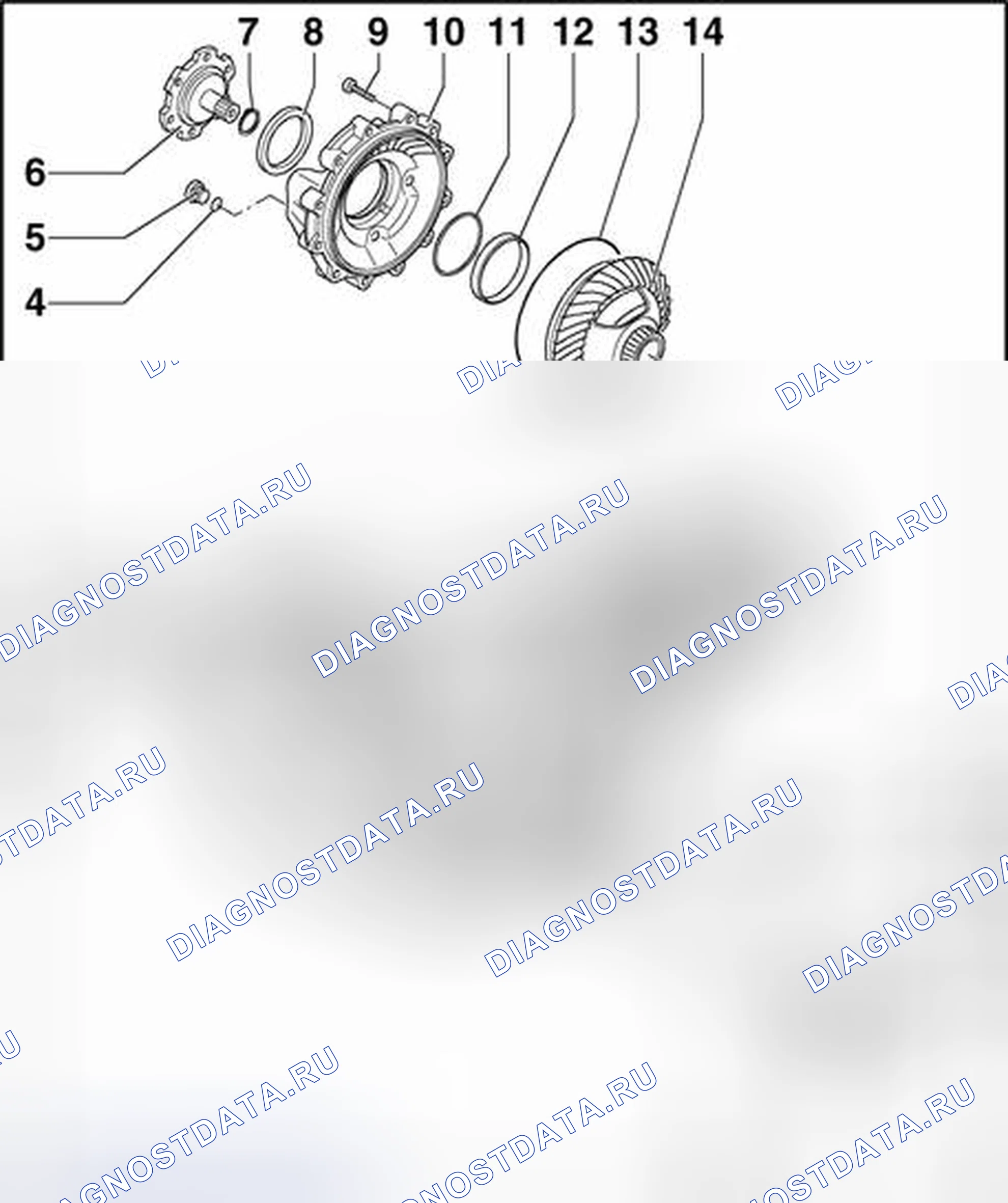 Рис. 833: Передний конечный привод, обзор сборки. Audi S4 B6