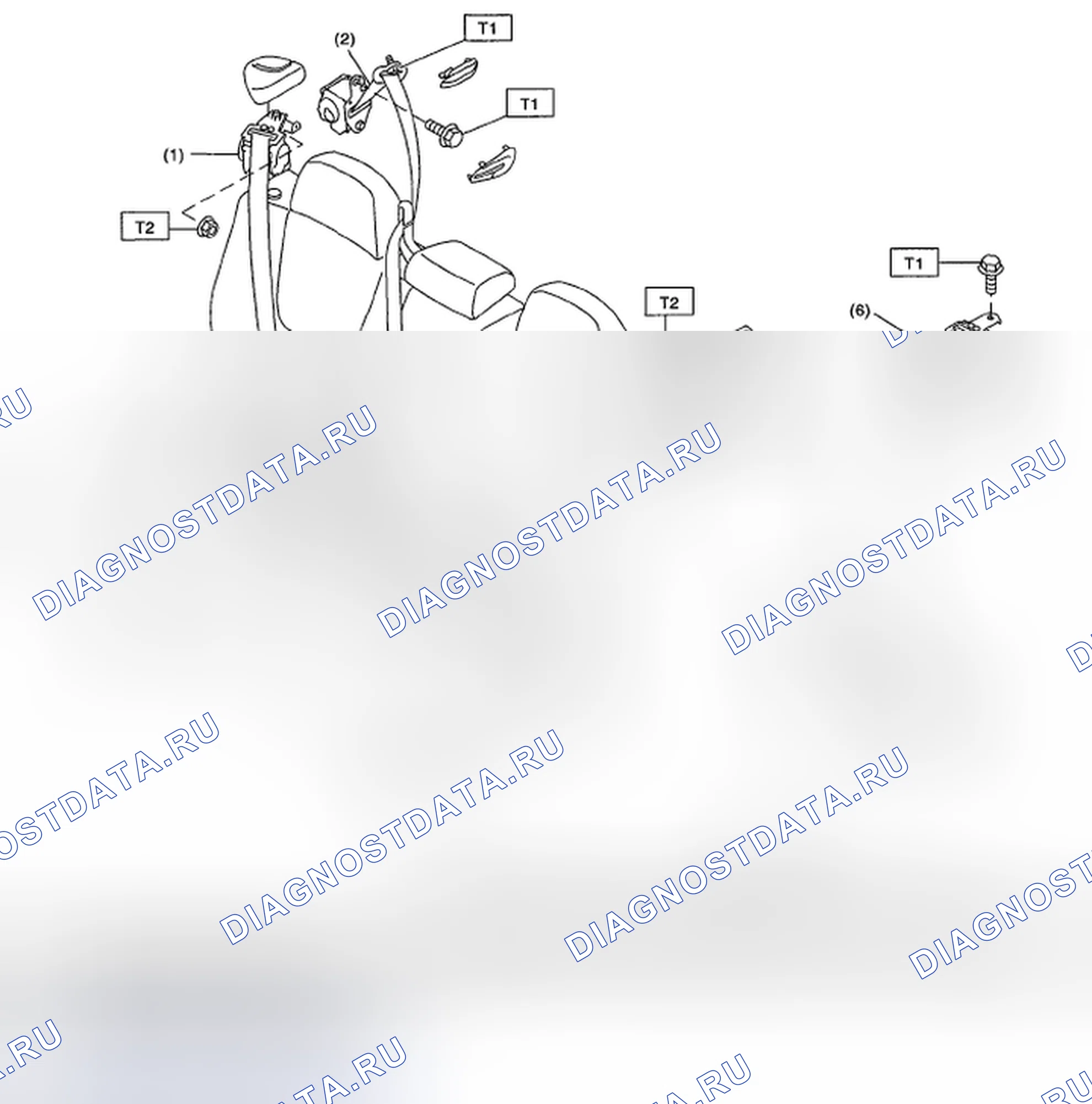 Рис. 8: ЗАДНИЙ РЕМЕНЬ БЕЗОПАСНОСТИ. Subaru Impreza WRX GH
