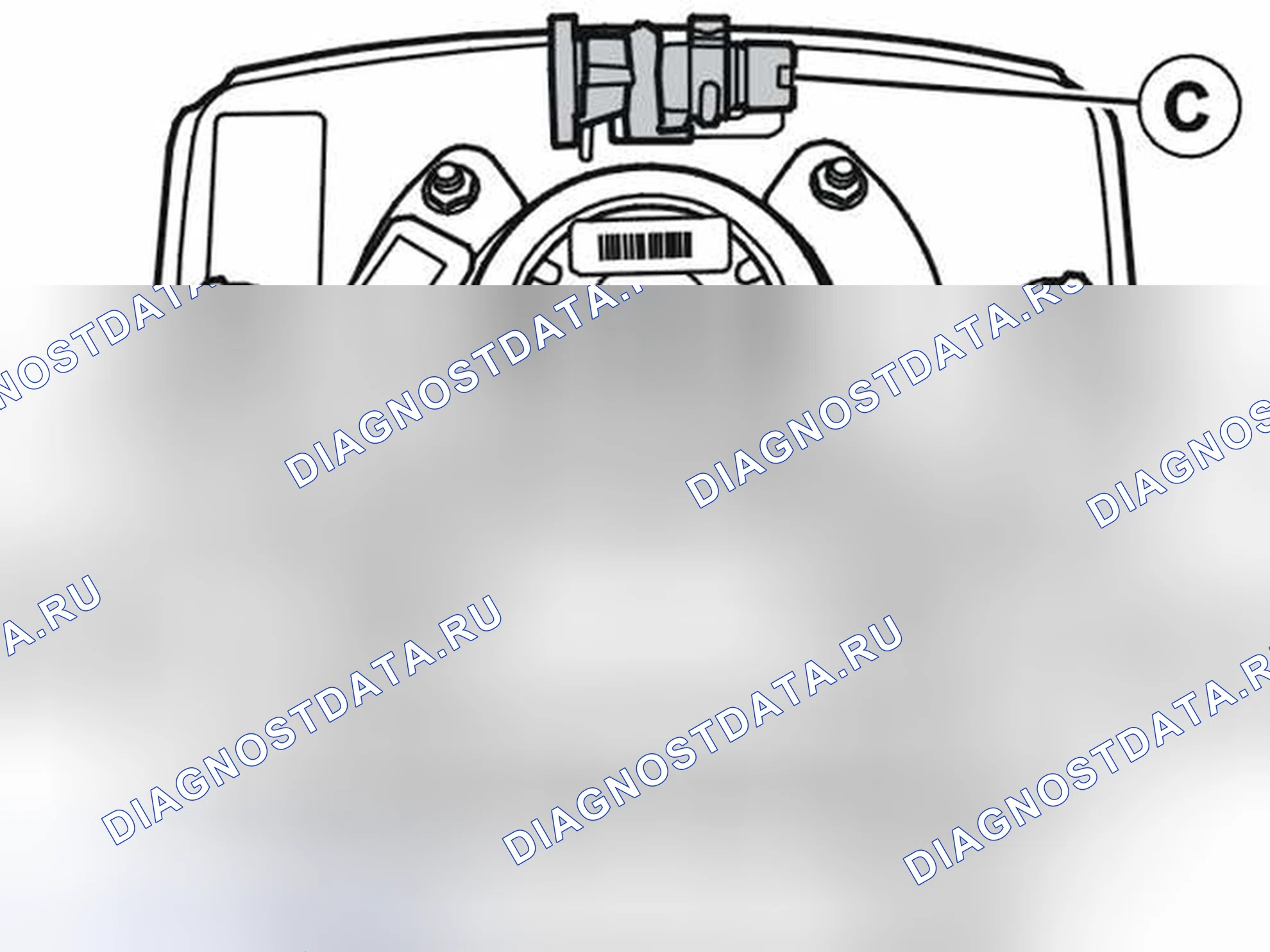 Рис. 348: Установка переходного троса на 1 ступень подушки безопасности. Volvo S80 I