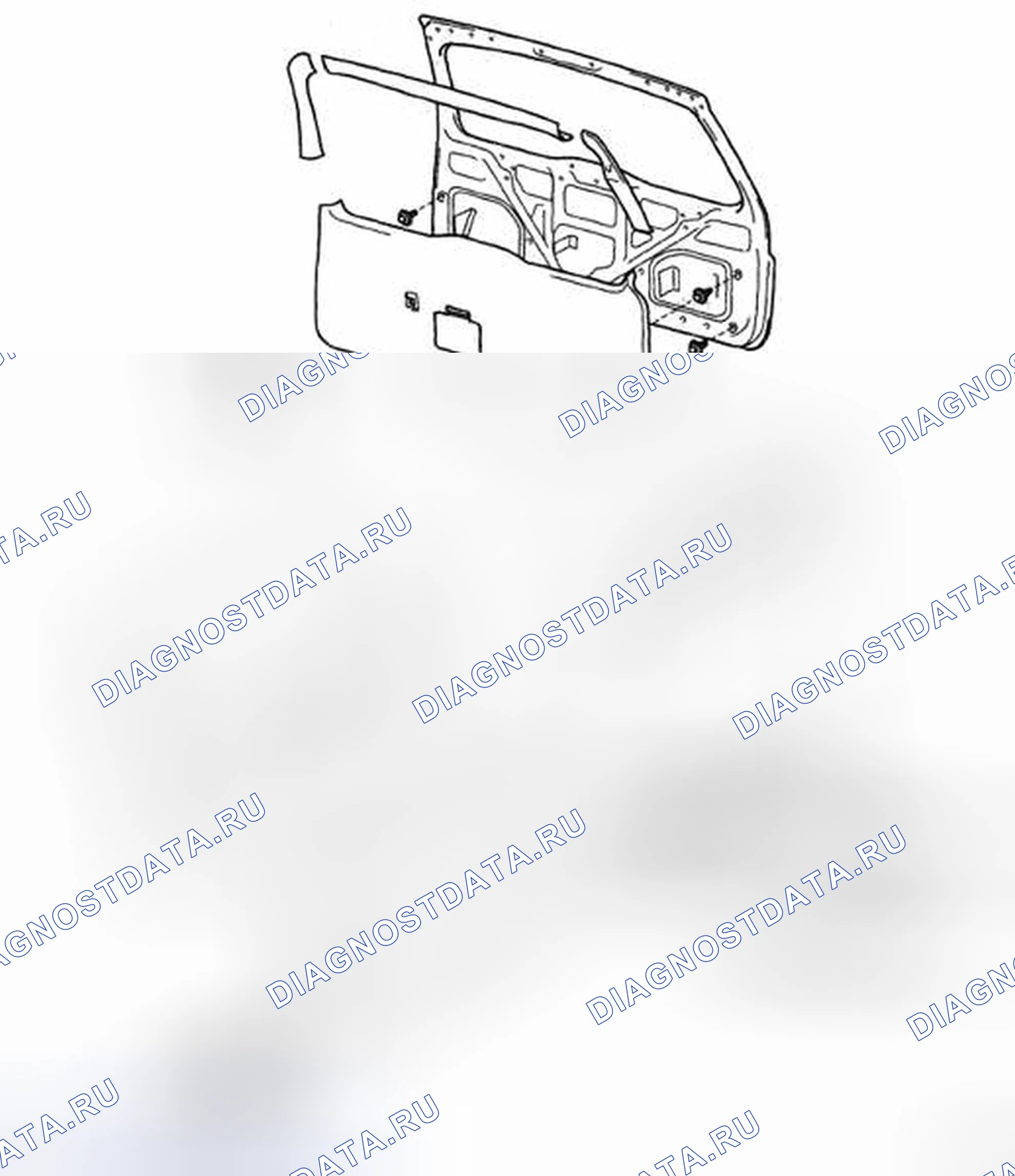 Рис. 22: Идентификация резиновых компонентов заднего стеклоочистителя. Toyota Sienna II рестайлинг