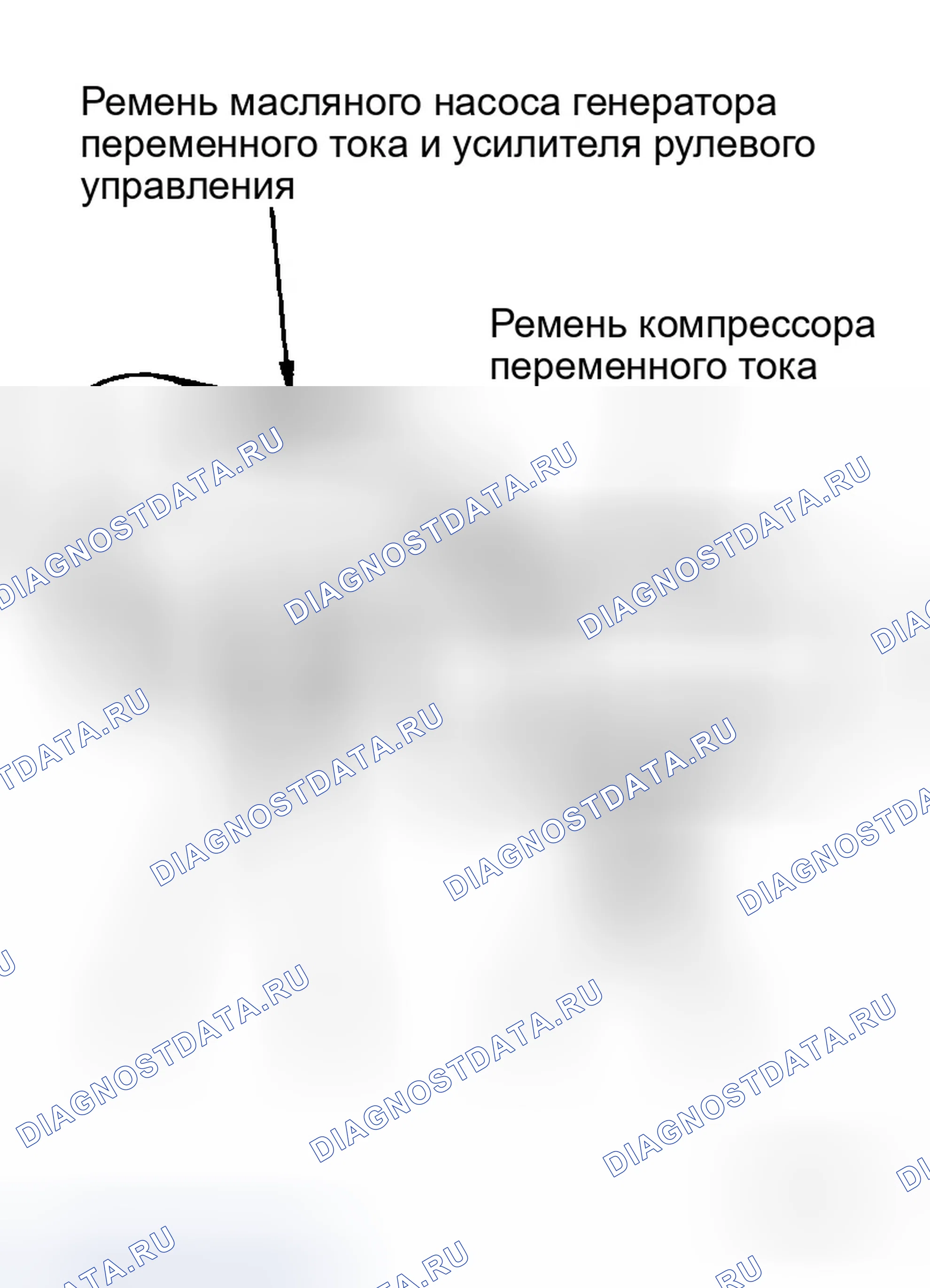 Рис. 3: РЕМЕНЬ МАСЛЯНОГО НАСОСА ГЕНЕРАТОРА ПЕРЕМЕННОГО ТОКА И УСИЛИТЕЛЯ РУЛЕВОГО УПРАВЛЕНИЯ. Infiniti M35 III