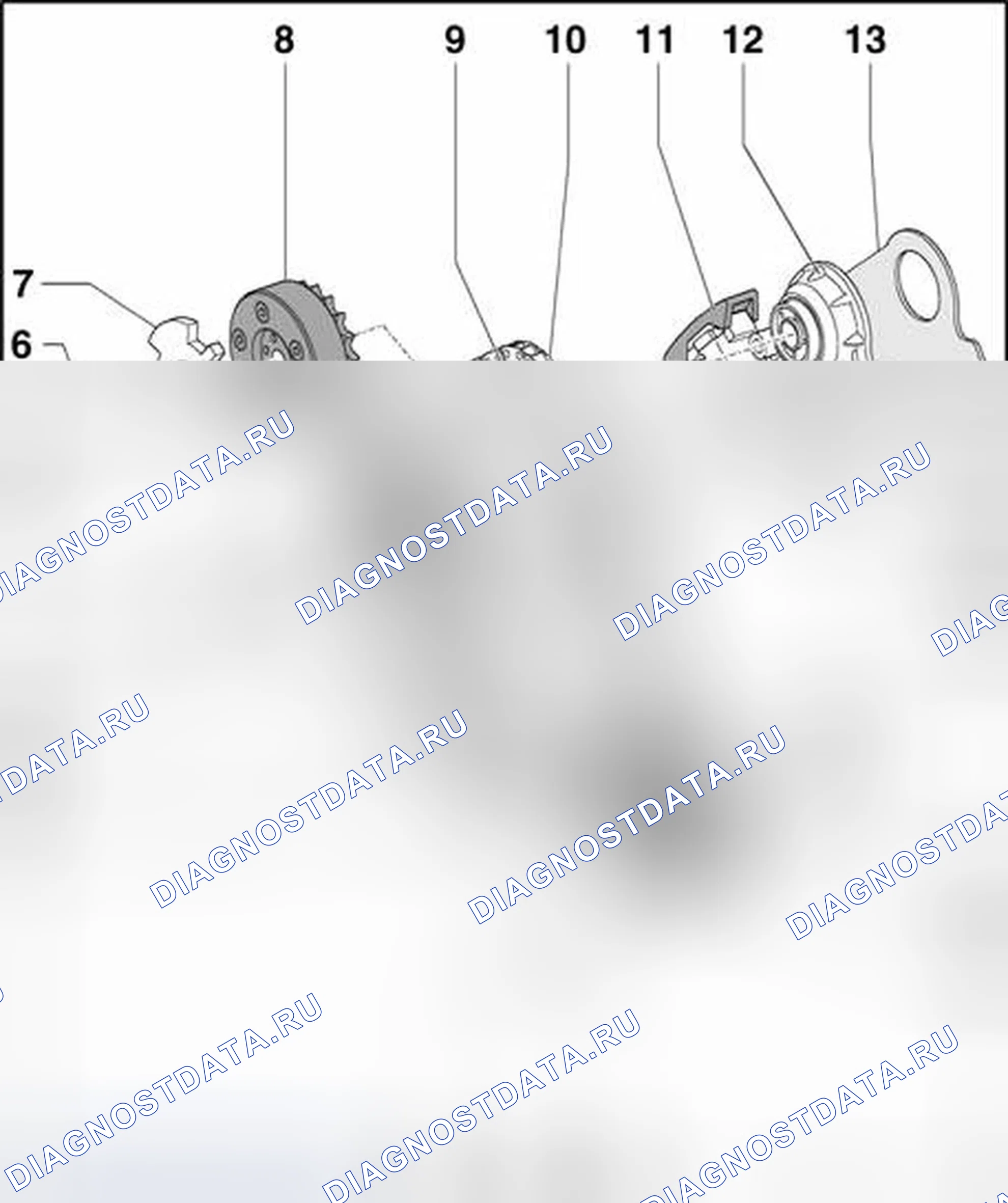 Рис. 1002: Цепь газораспределения левого распределительного вала. Audi A6 С6