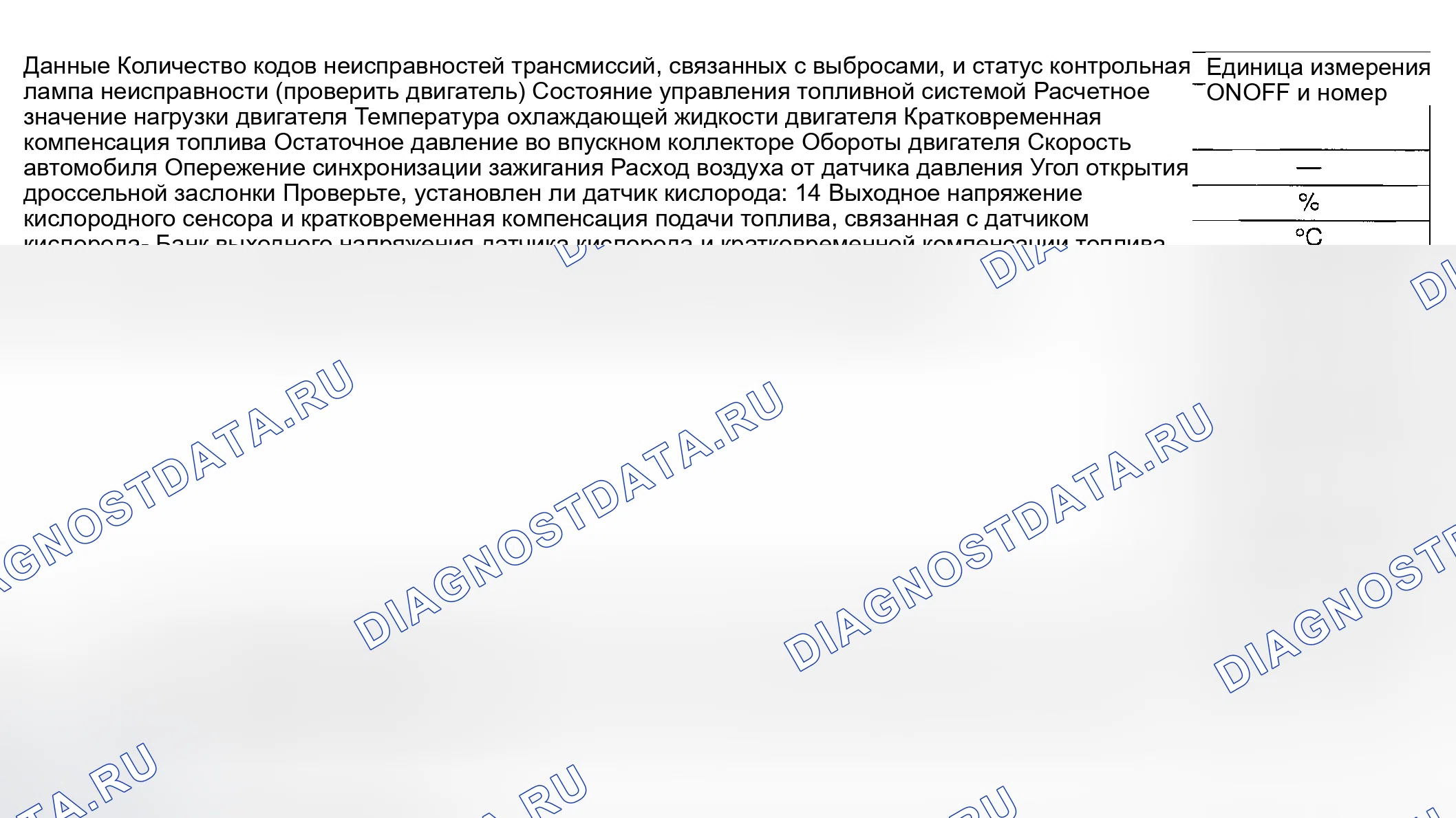 Рис. 13: MODE $ 01 (текущие диагностические данные силового агрегата). Hyundai Creta II