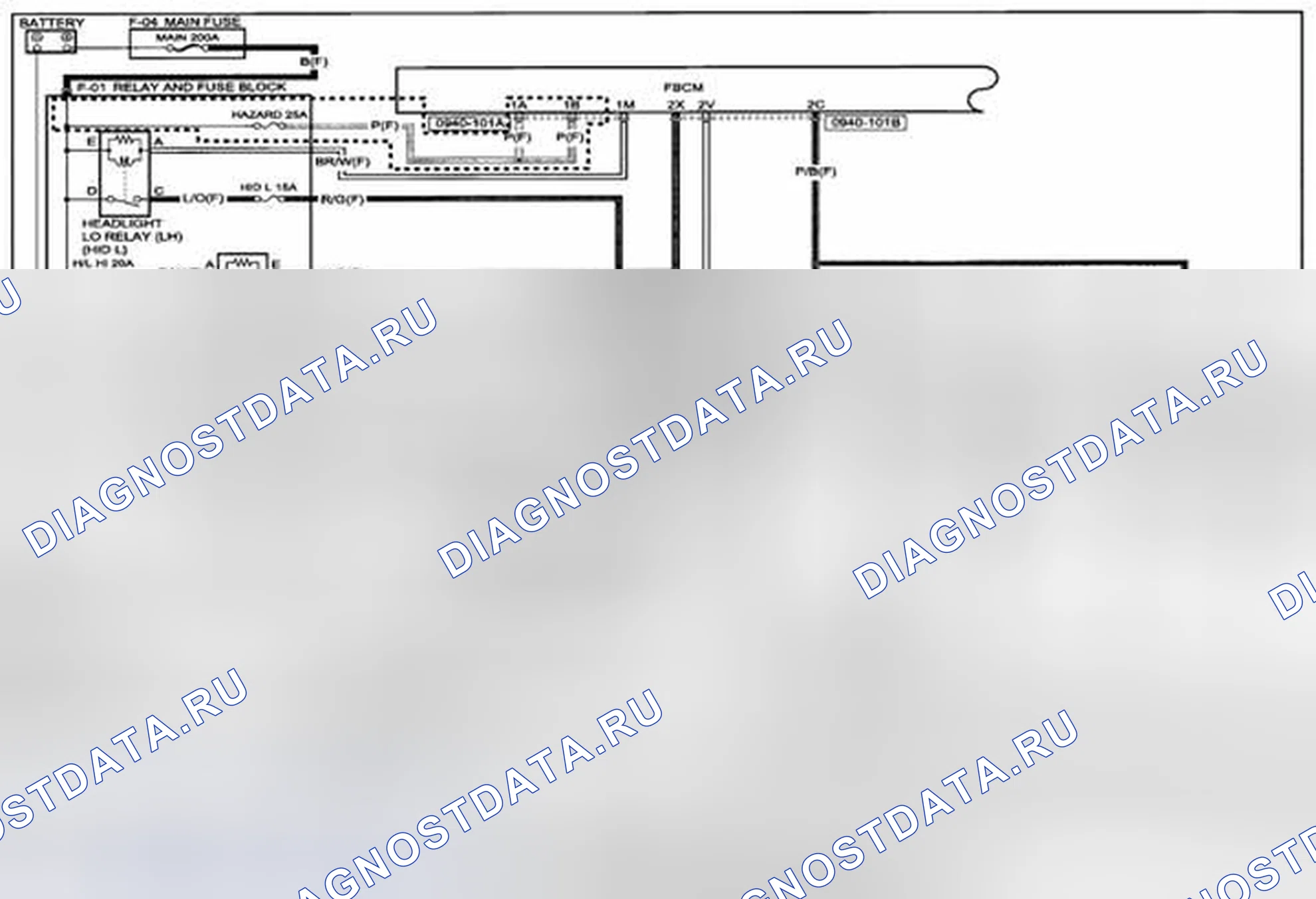 Рис. 173: Схема подключения фар (разрядного типа) (0918-2a) 1 из 2. Mazda CX-5 I