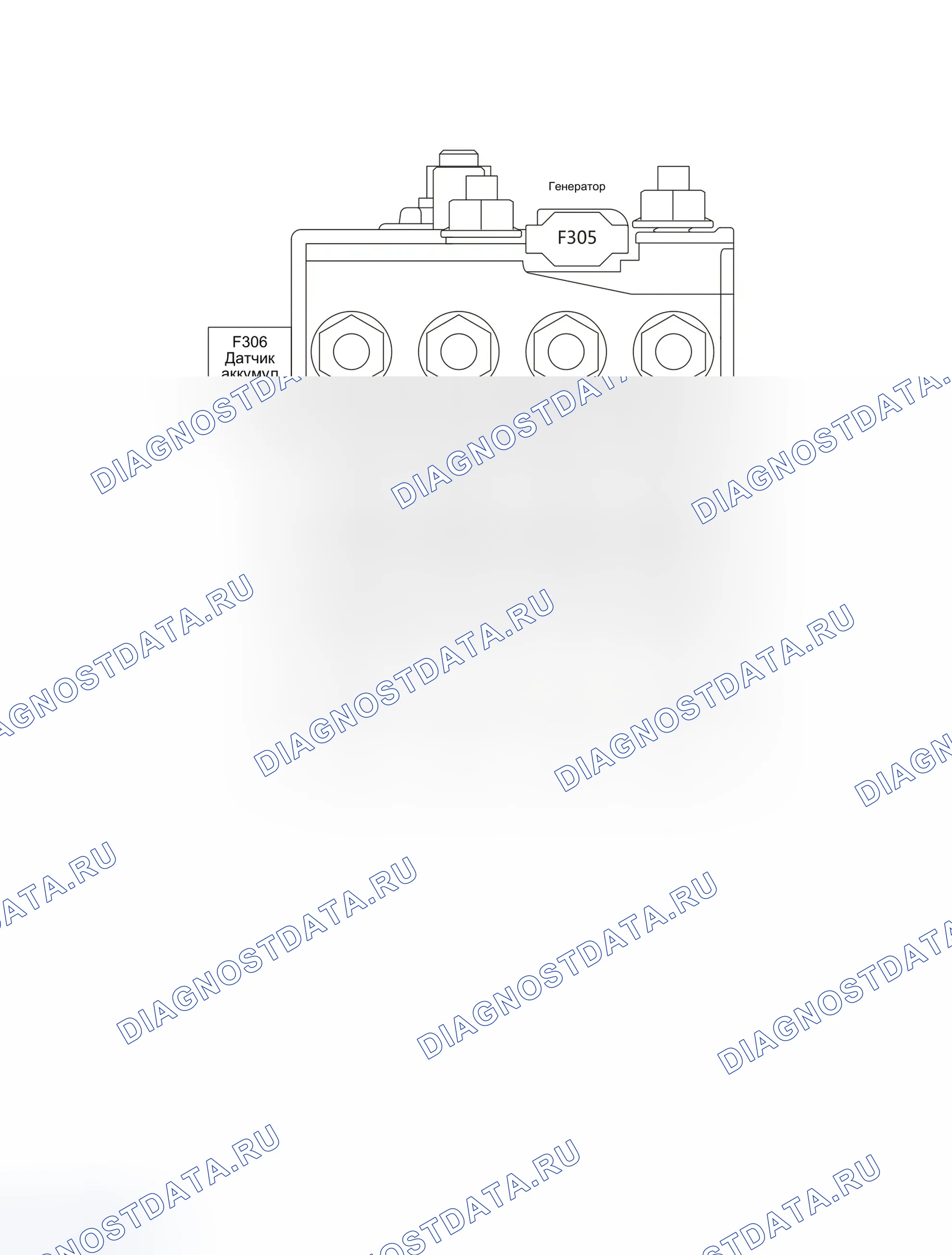 Информация о блоке предохранителей F301, F305, F306 (стр. 1) — Защитная коробка положительного полюса аккумулятора. Haval H4 I