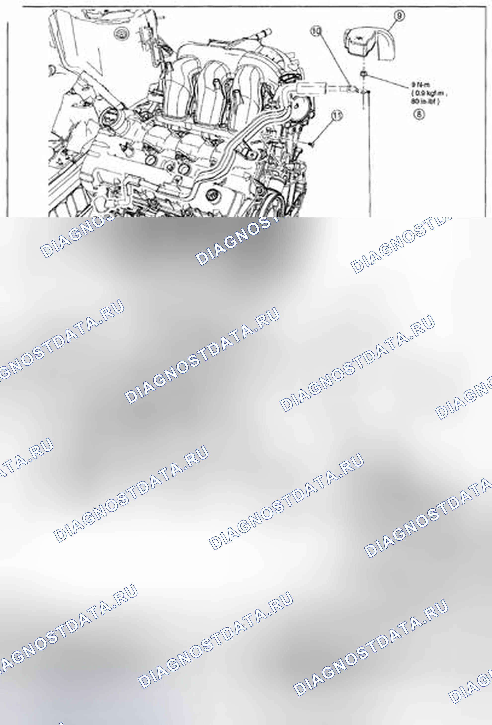 Рис. 3: ДЕМОНТАЖ / МОНТАЖ КАБЕЛЕЙ АККУМУЛЯТОРНОЙ БАТАРЕИ - 3.0L. Mazda Tribute II