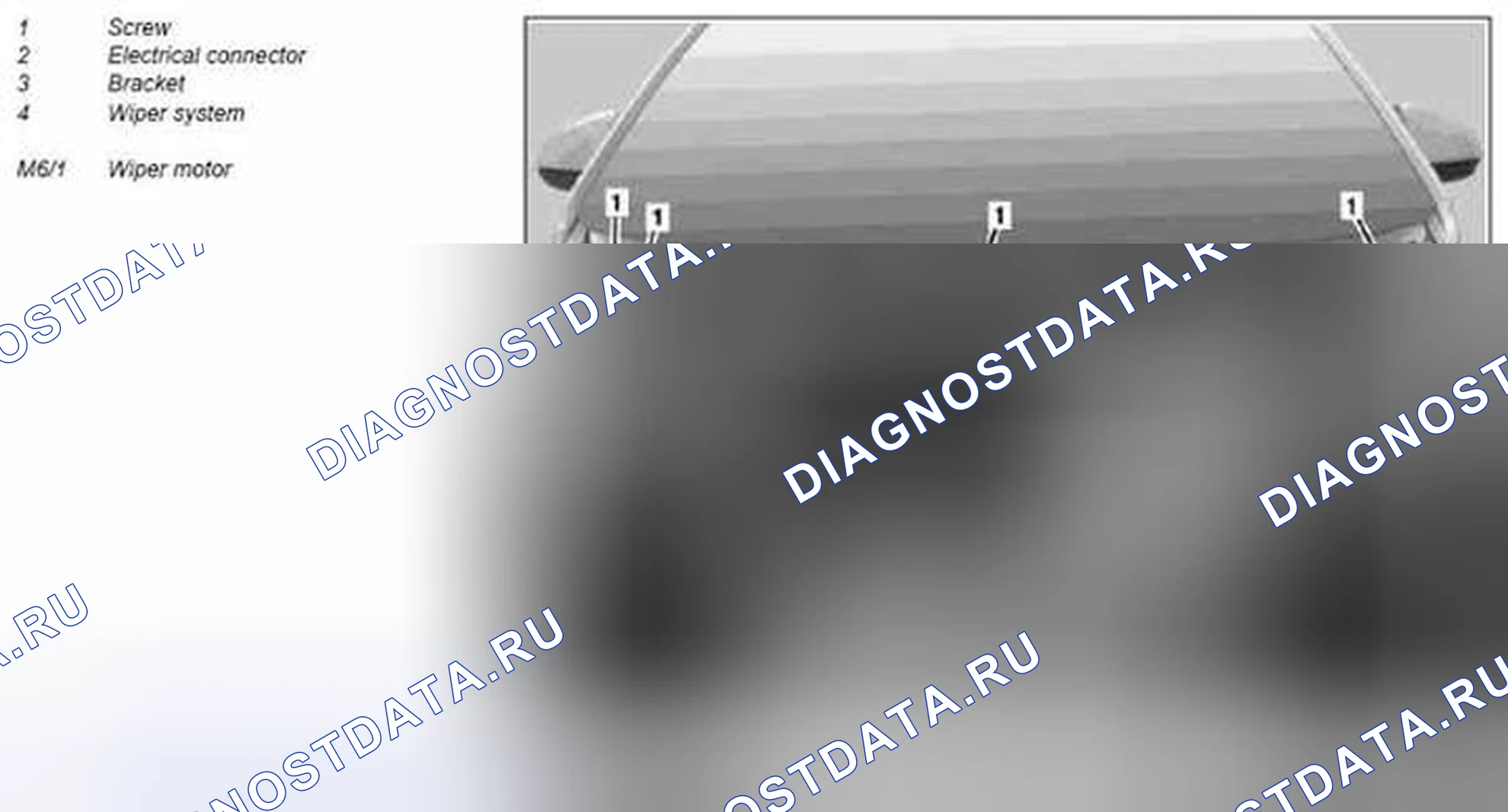 Рис. 39: Демонтаж / монтаж электродвигателя стеклоочистителя - AR82.30-P-xtigx1 6800MCU. Kia Soul I