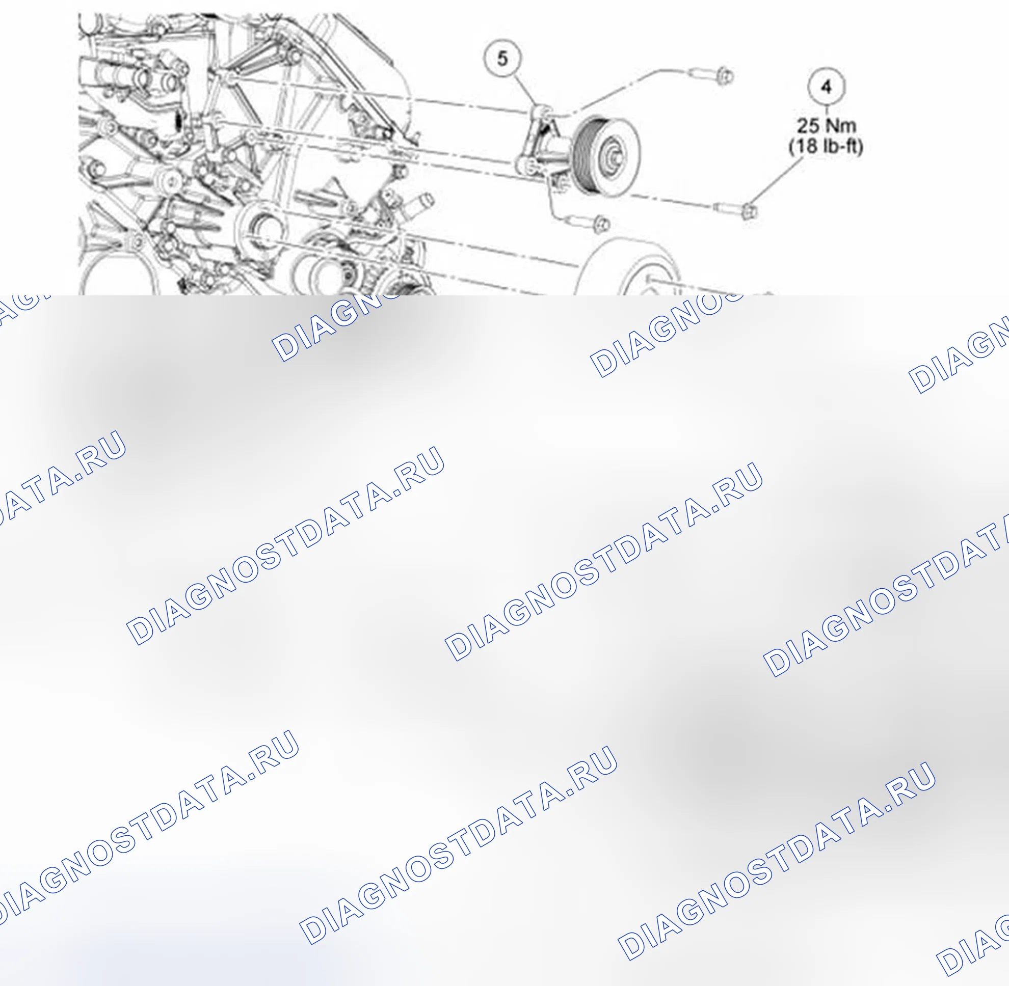Рис. 1570: Передняя крышка двигателя (Вид 2 из 4). Ford Mustang V рестайлинг