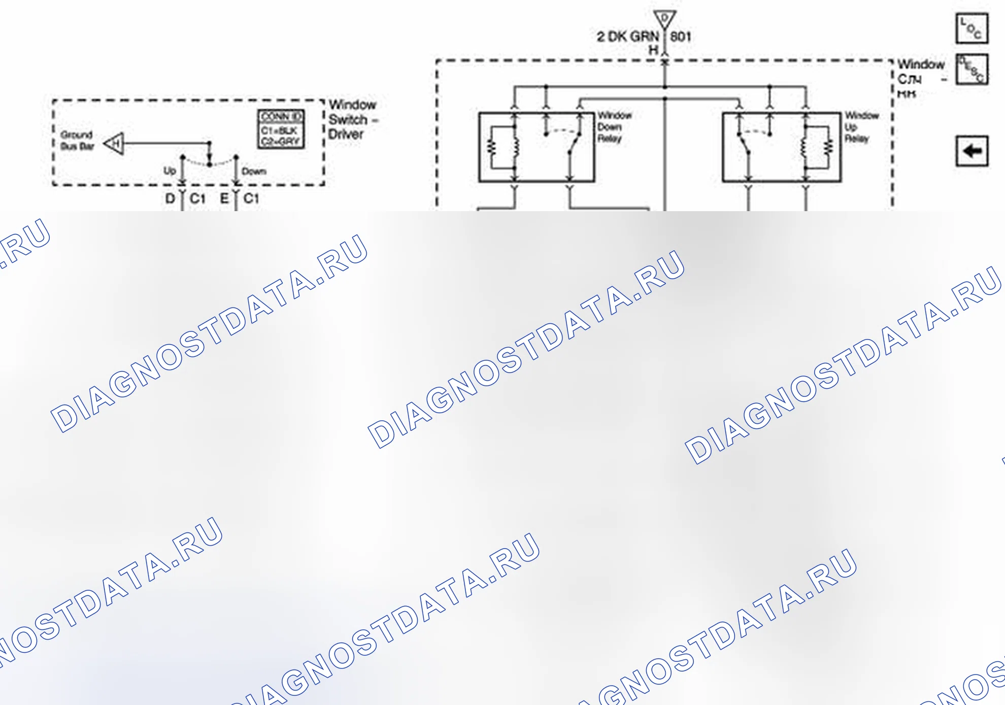 Рис. 8: Переключатели окон, G306. Chevrolet Cab & Chassis Silverado 3500 GMT800 early