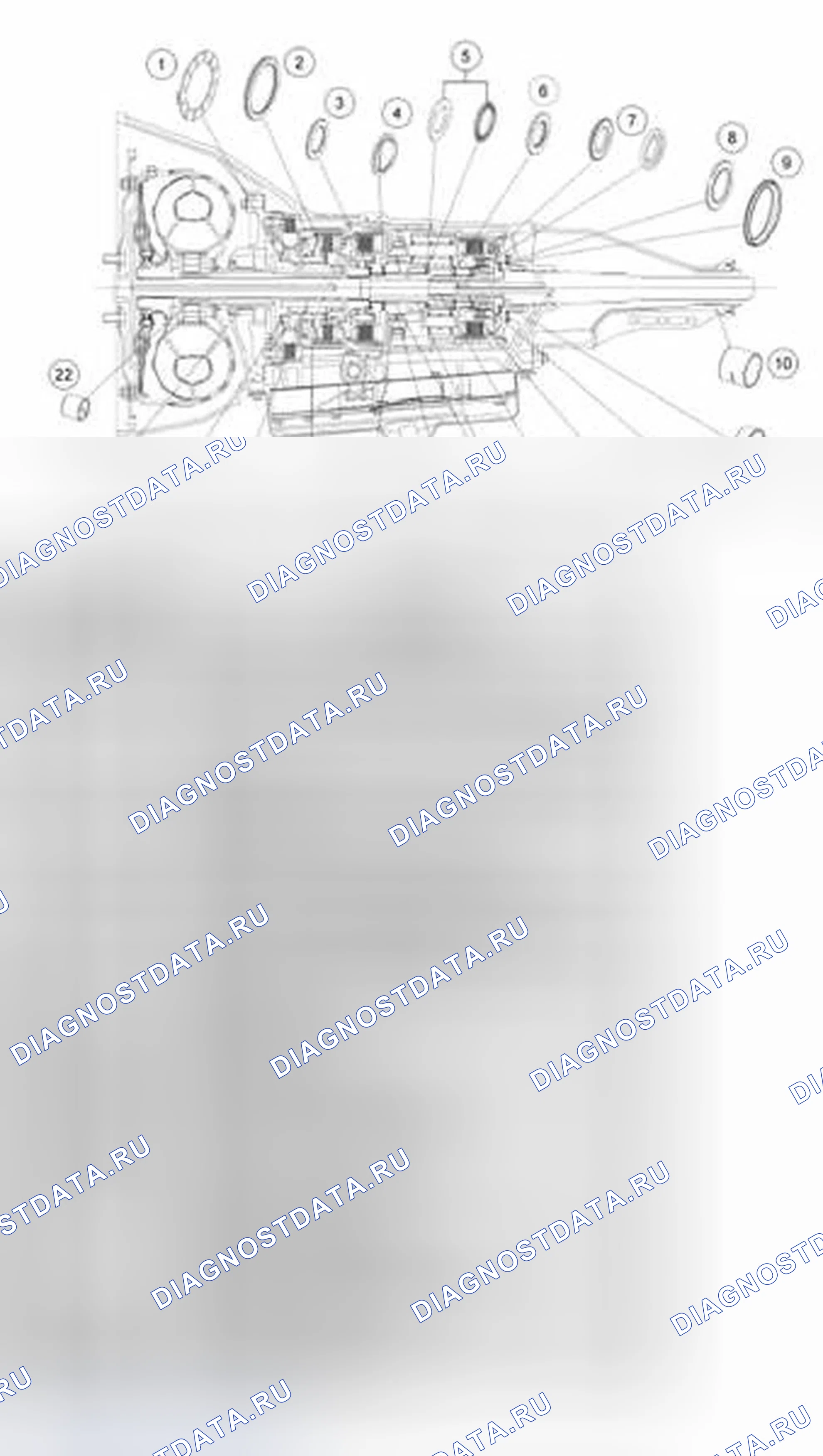 Рис. 399: Втулки, подшипник и фиксатор упорной шайбы. Ford Pickup F150 