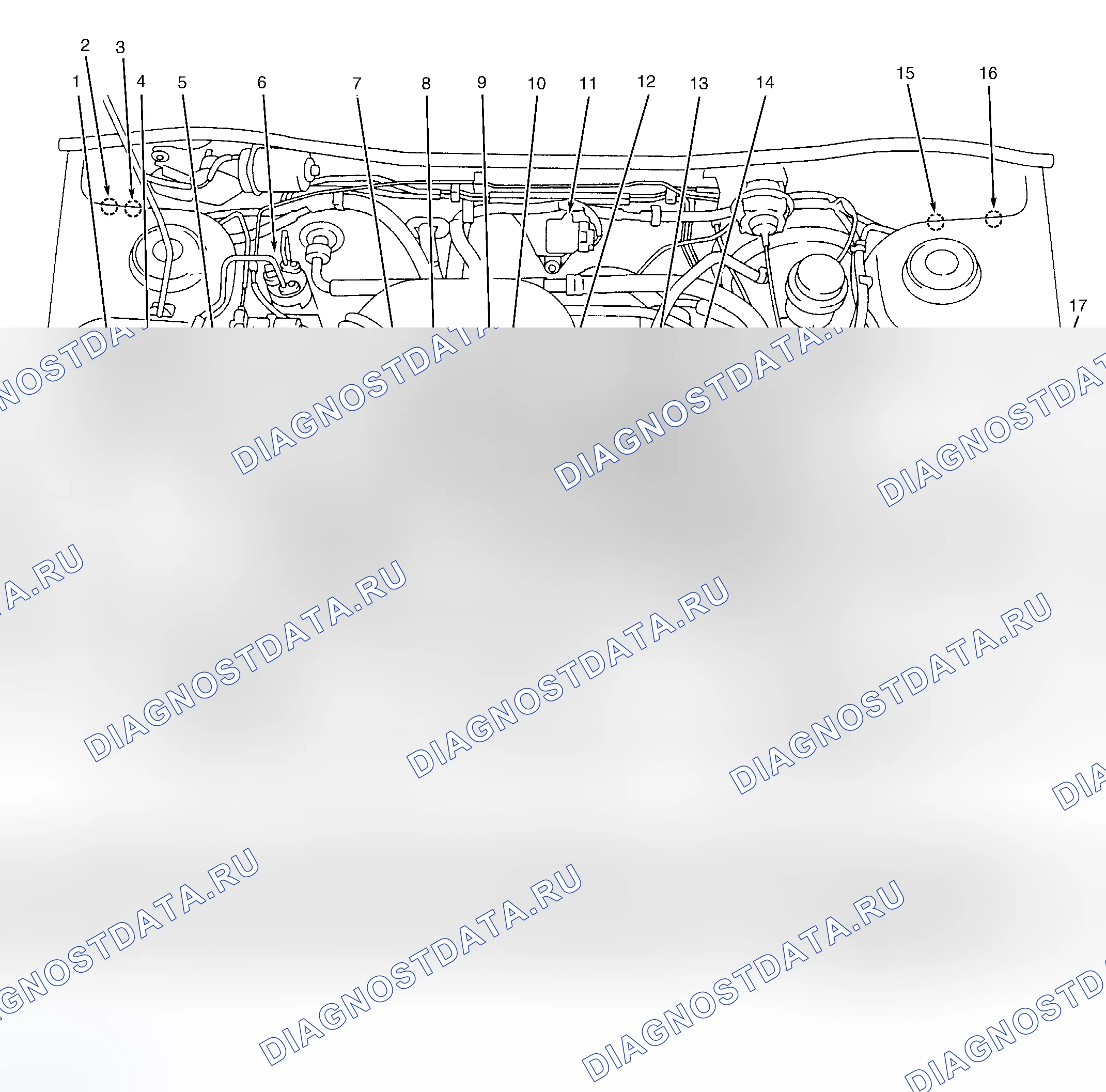 Рис. 2: Моторный отсек. Subaru Legacy BD/BG/BK