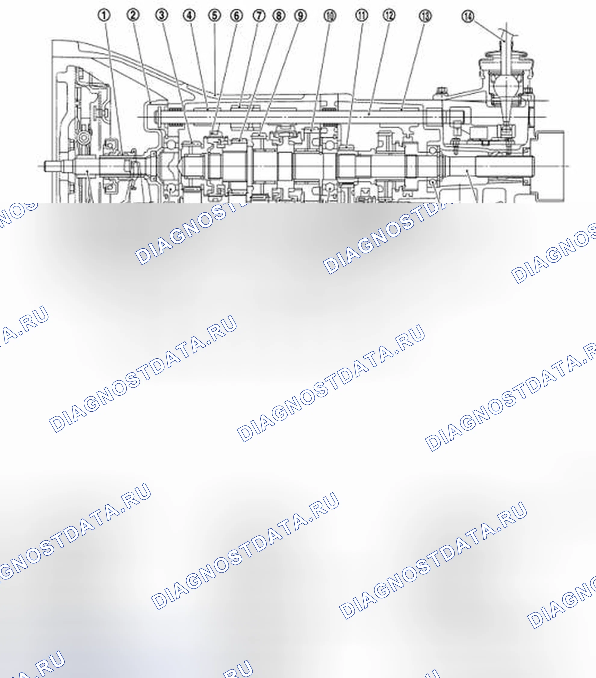 Рис. 2: Поперечное сечение коробки передач. Nissan Frontier D40