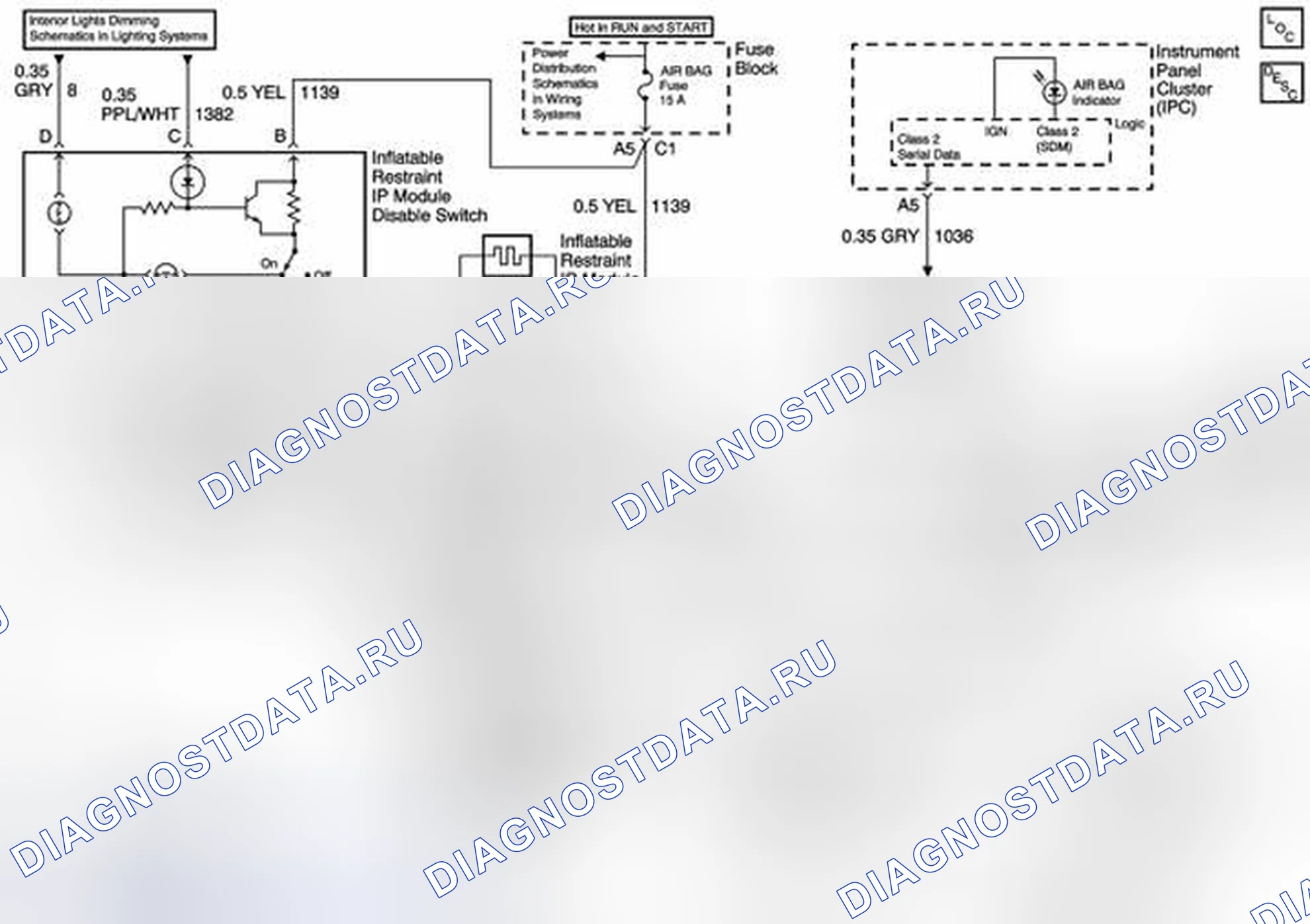 Рис. 3: Схема проводки SIR (пикап серии 30). GMC Sierra 2500 HD GMT800 early
