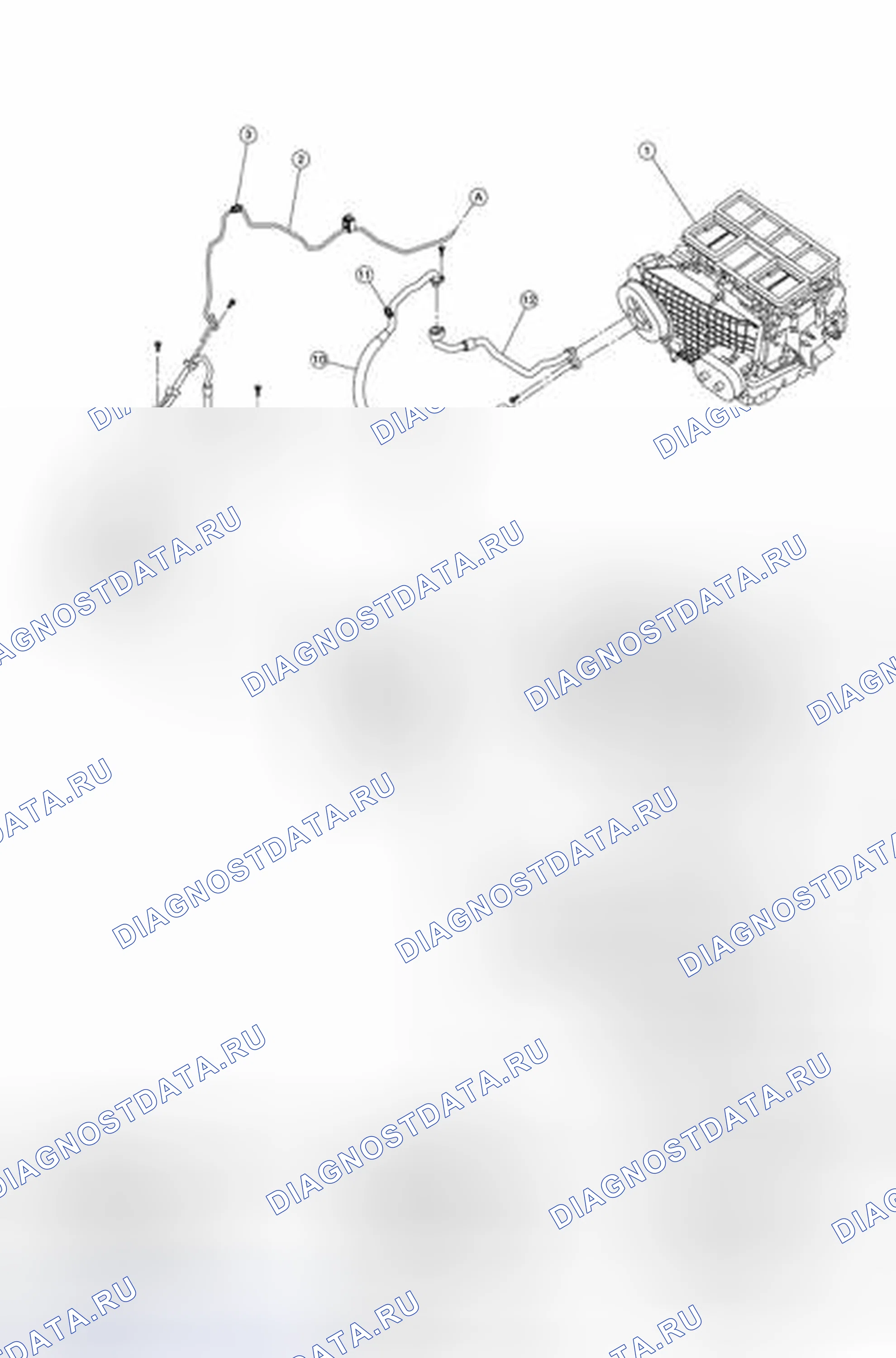 Рис. 12: Определение местоположения компонентов системы хладагента. Nissan Altima L32