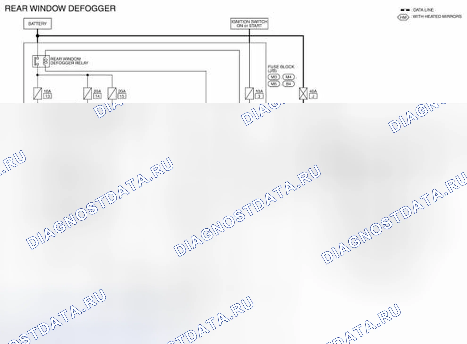 Рис. 5: Задний стеклоподъемник - электросхема. Nissan Altima L32