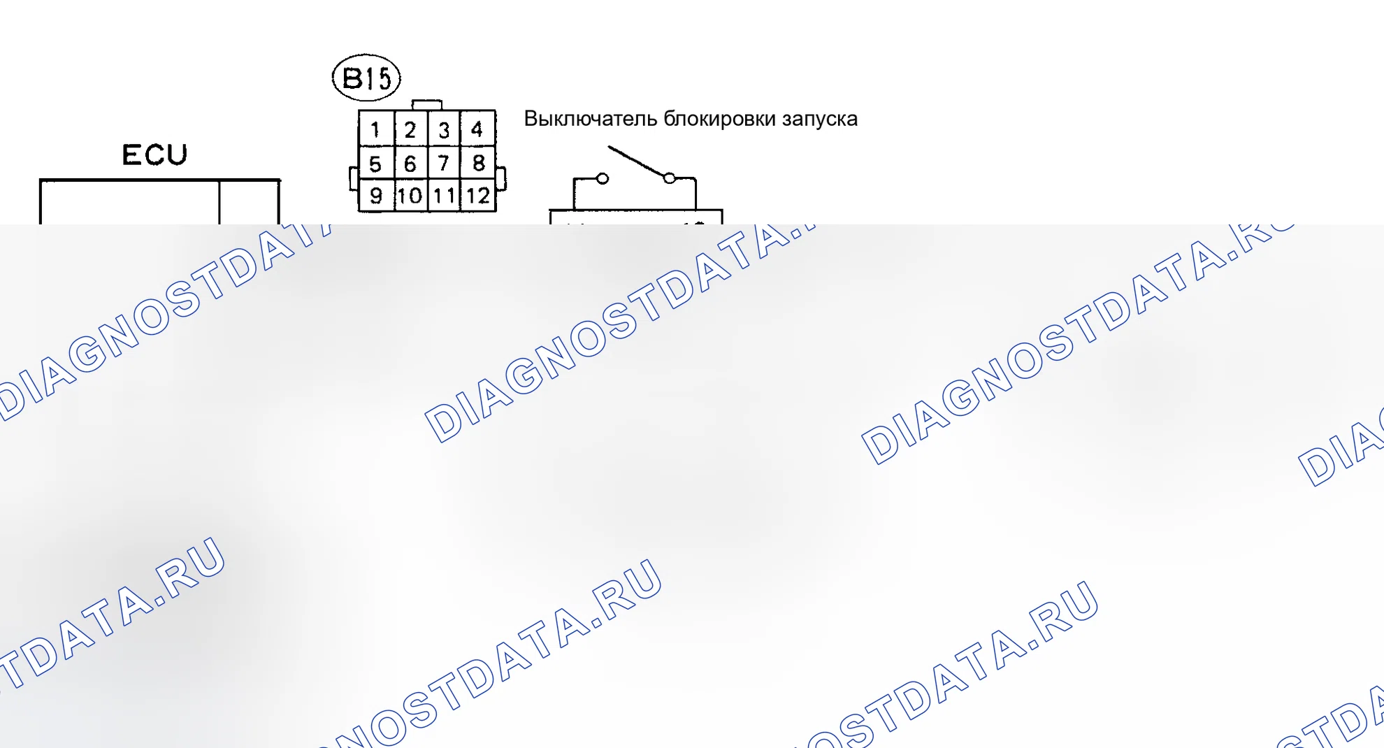 Рис. 56: Схема - Код 12, Выключатель стартера. Subaru Legacy BC/BJ/BF