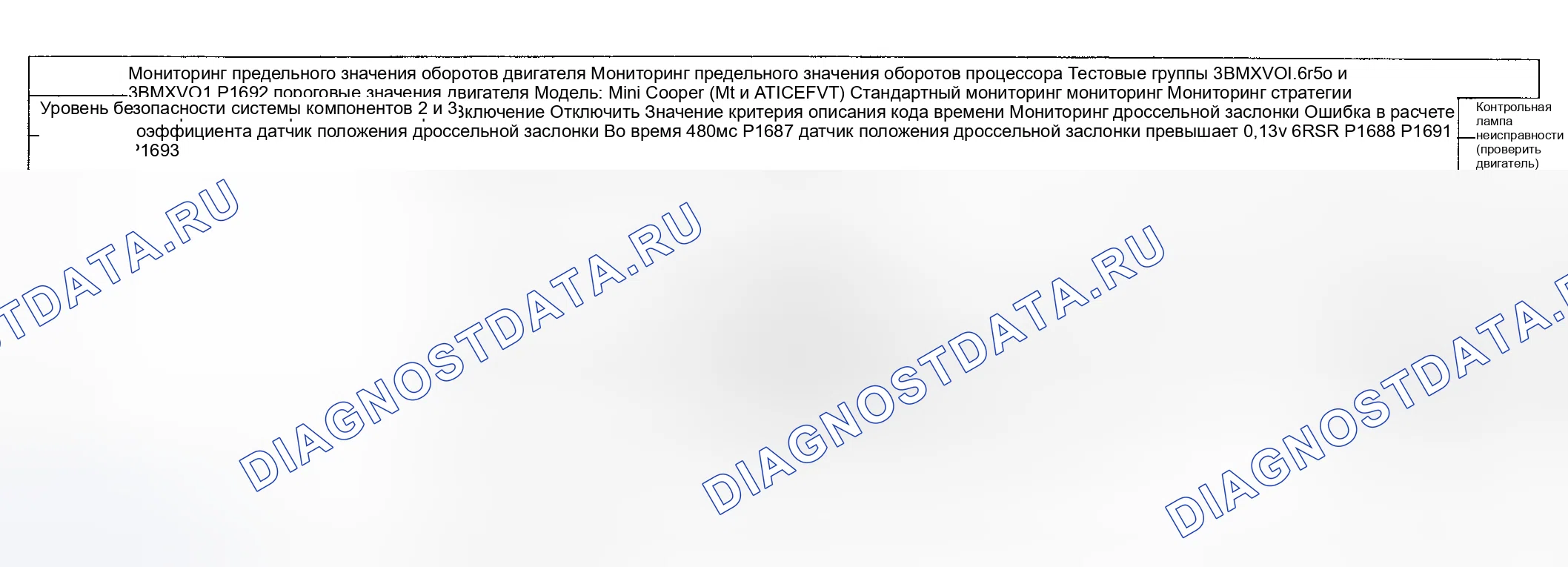 Рис. 39: Диагностика расшифровка кода ошибки (Cooper двигатель Type LEV Standard / проверка Group: 3BMXV01.6R50 и 3BMXV01.6r5r - 14 из 16. MINI Cooper S I