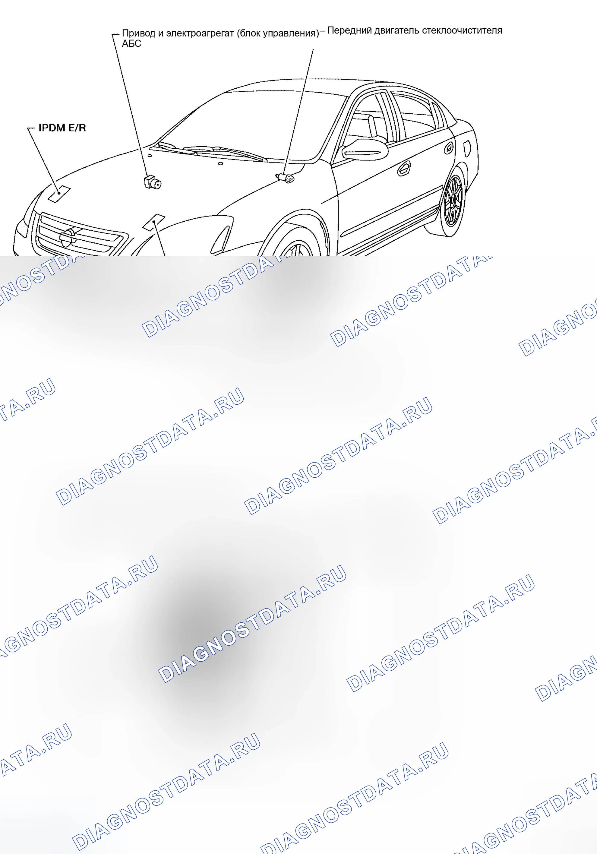 Рис. 1: СОЕДИНИТЕЛЬНЫЕ И РЕЛЕЙНЫЕ БЛОКИ МОТОРНОГО ОТСЕКА. Honda Mobilio I