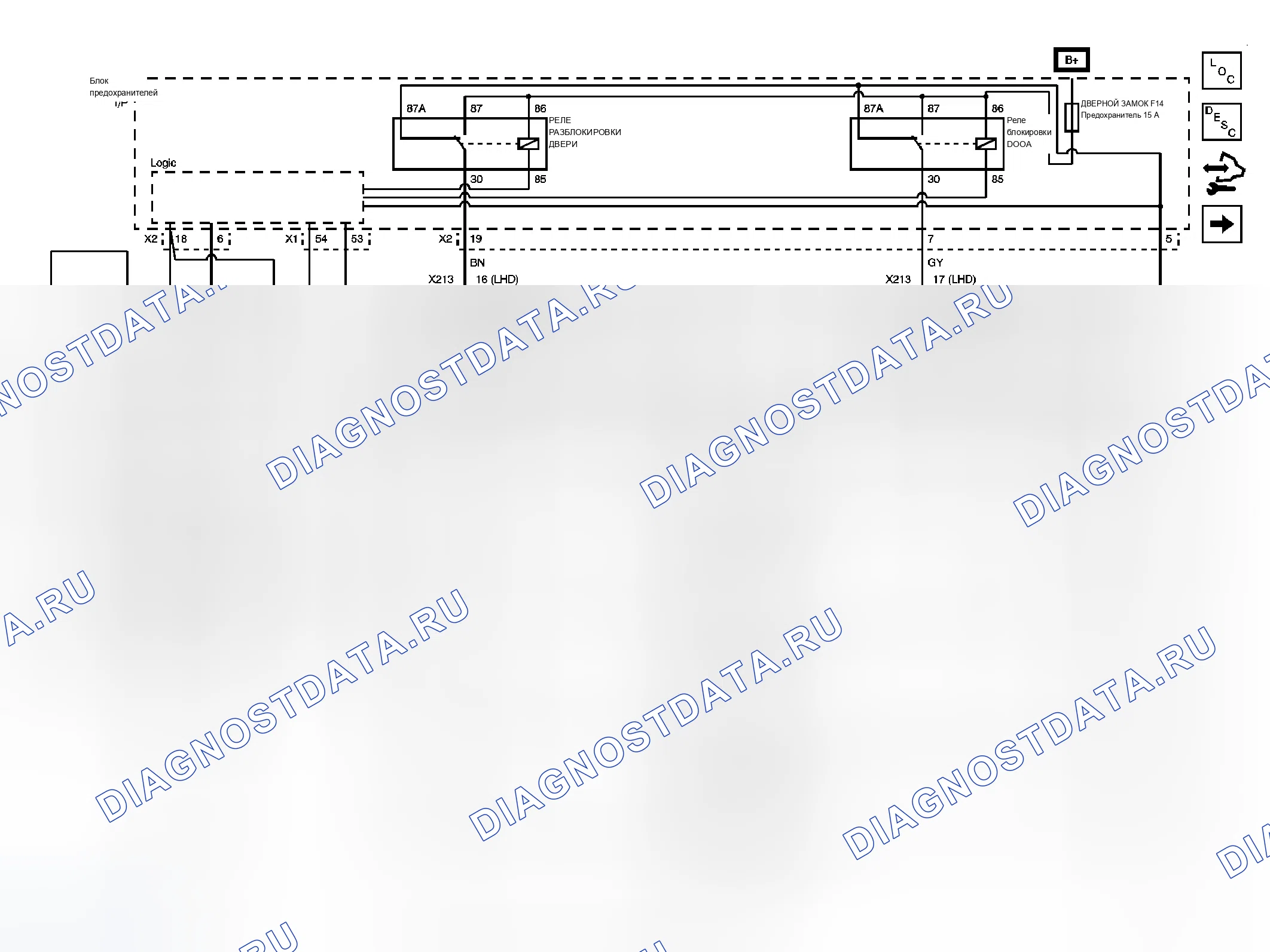 Рис. 1: Схема дверного замка/индикатора. Chevrolet Aveo I рестайлинг