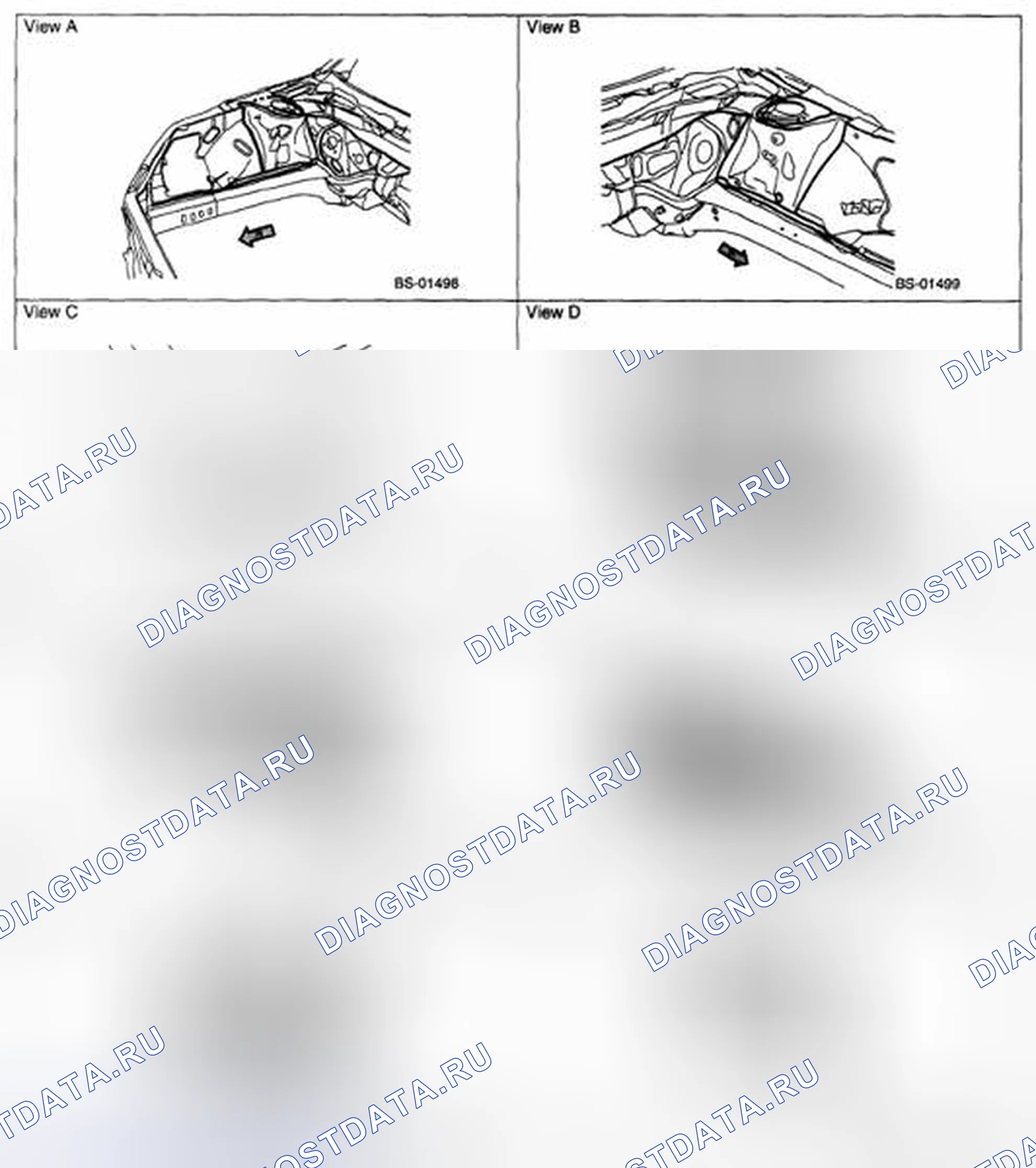 Рис. 55: Расположение точек уплотнения кузова - модель вагона и седана (2 из 5). Subaru Outback BP рестайлинг