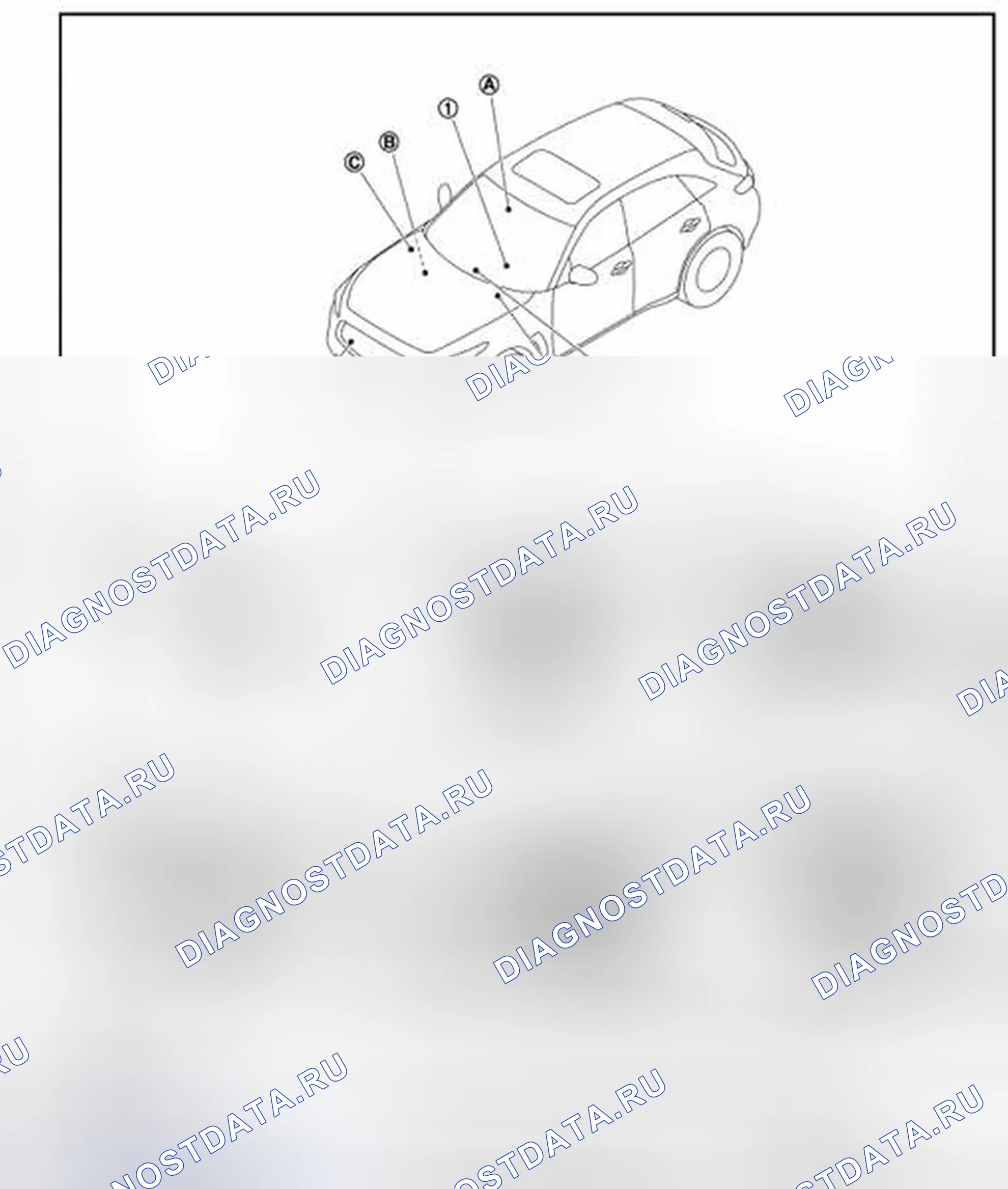 Рис. 46: С ДАТЧИКОМ ДОЖДЯ: Расположение компонентов. Infiniti FX50 II