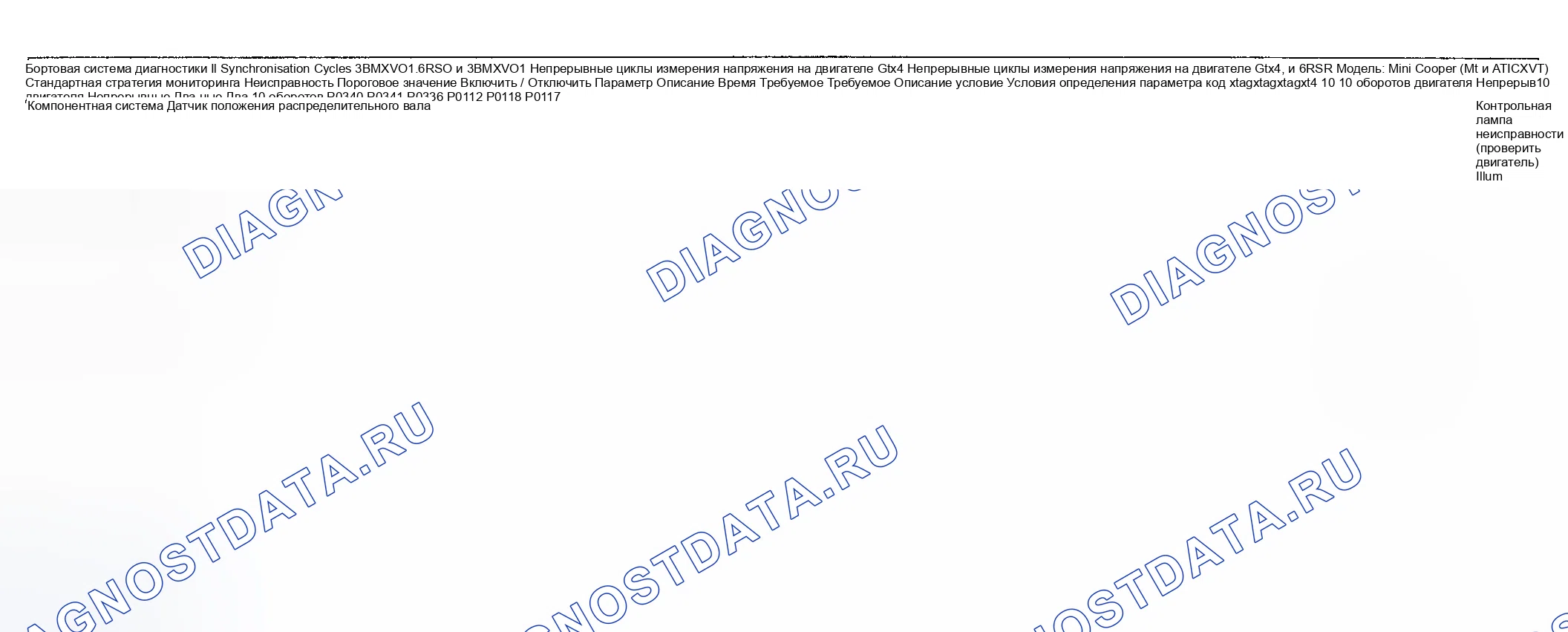 Рис. 33: Диагностика расшифровка кода ошибки (Cooper двигатель Type LEV Standard / проверка Group: 3BMXV01.6R50 и 3BMXV01.6r5r) - 8 из 16. MINI Cooper S I