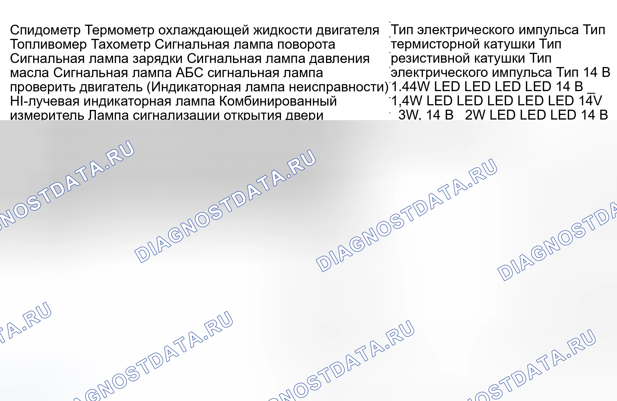 Рис. 1: ТЕХНИЧЕСКИЕ ХАРАКТЕРИСТИКИ приборов и панели приборов. Subaru Impreza WRX GD/GG рестайлинг