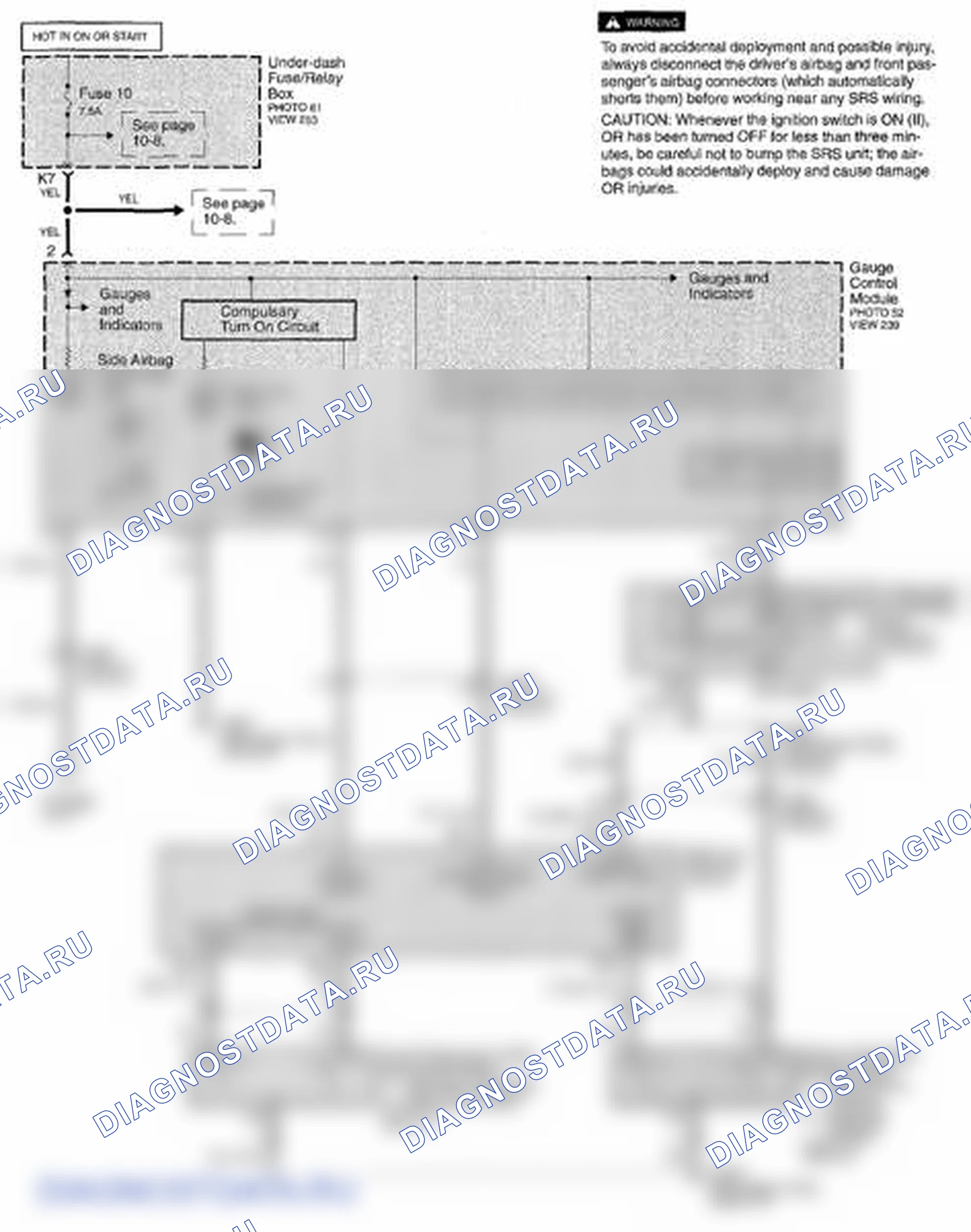 Рис. 170: Принципиальная схема SRS (стр. 47-1). Honda Element YH2 рестайлинг 2