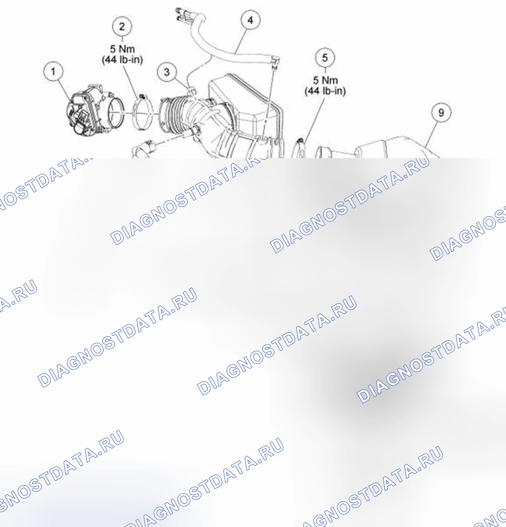 Рис. 3: Воздухоочиститель 3,5 л (воздушный фильтр) в сборе. Ford Flex I