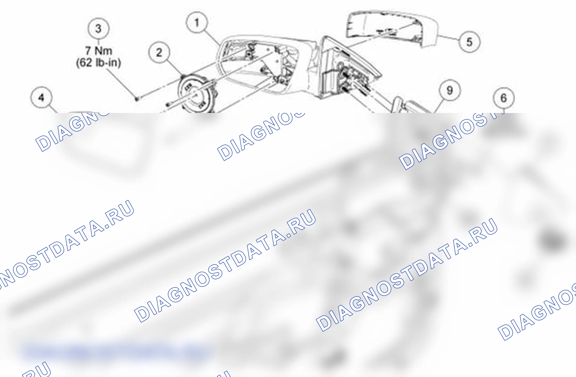 Рис. 32: Наружные зеркала - разнесенный вид. Ford Mustang V рестайлинг