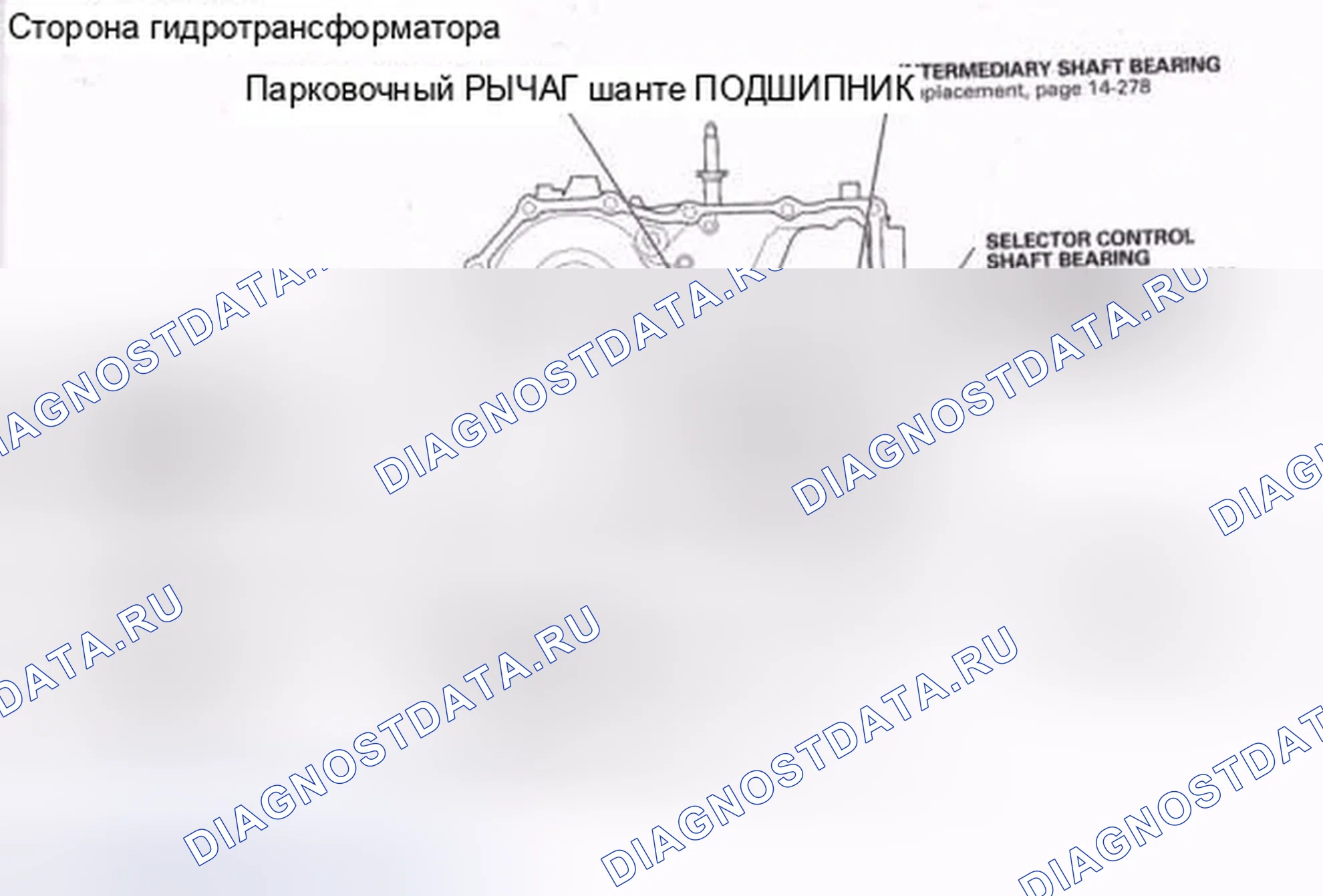 Рис. 405: Сторона гидротрансформатора. Honda Crosstour I