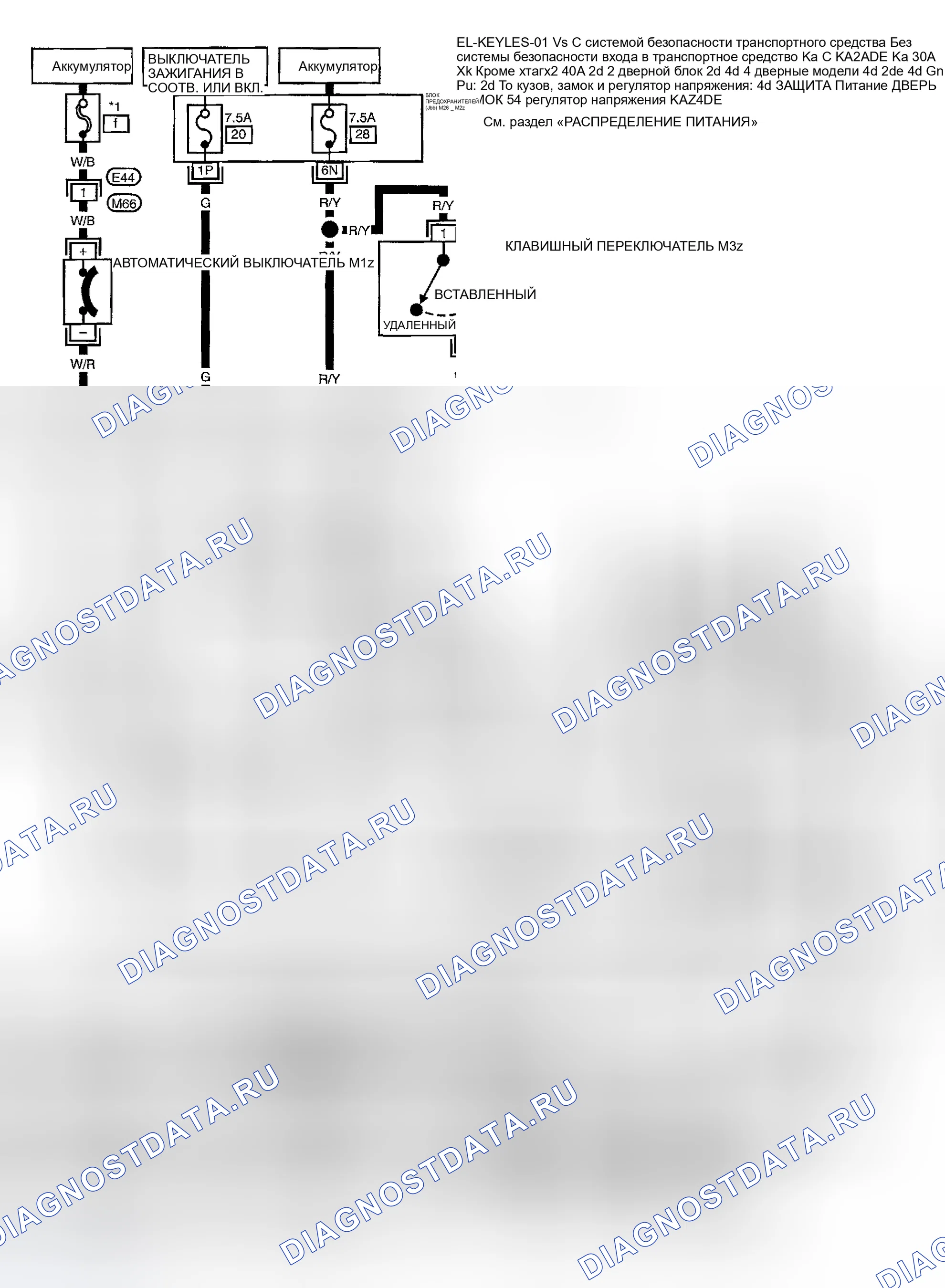 Рис. 20: электросхема - БЕЗ КЛЮЧА. Honda Odyssey (North America) I