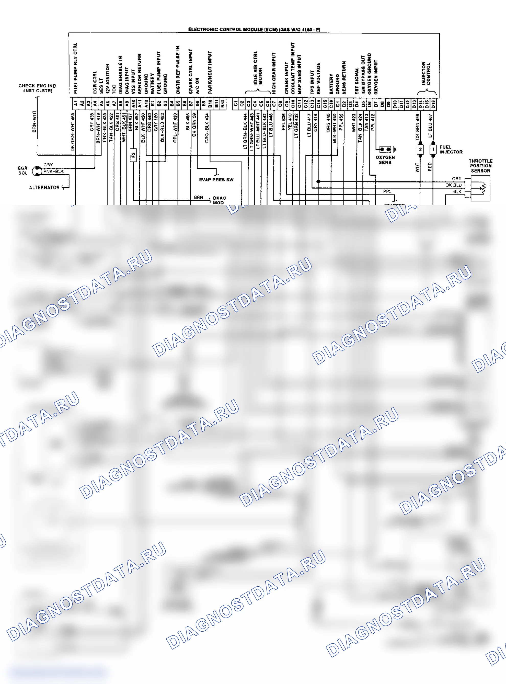 Wiring Diagram ("G" Series 4.3L & 5.7L W/O 4L80-E Trans.). GMC Pickup C2500 