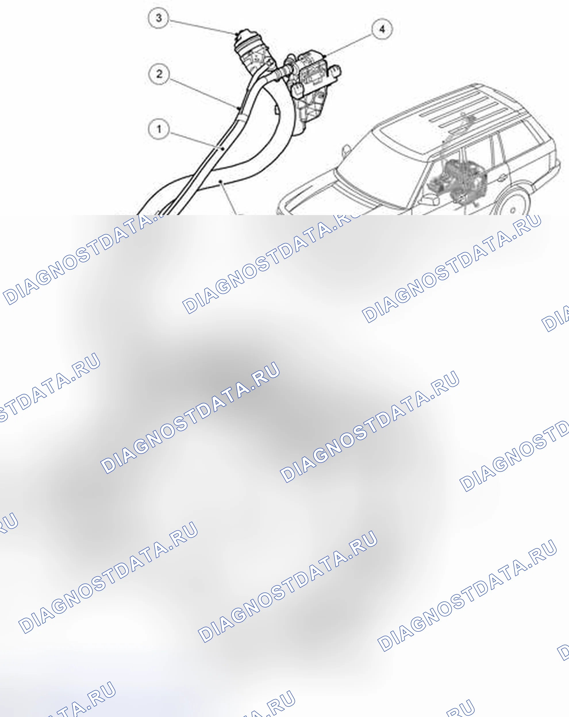 Рис. 57: РАСПОЛОЖЕНИЕ КОМПОНЕНТОВ ТОПЛИВНОГО БАКА И МАГИСТРАЛЕЙ 4,4 л V8 (NAS). Land Rover Range Rover L322