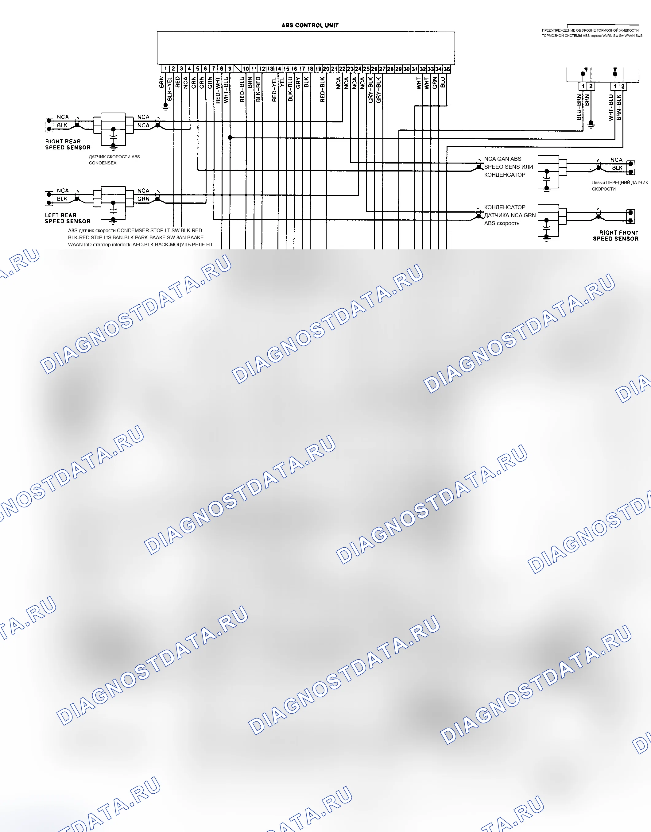 Рис. 10: электросхема ABS Passat (1992). Volkswagen Passat B3