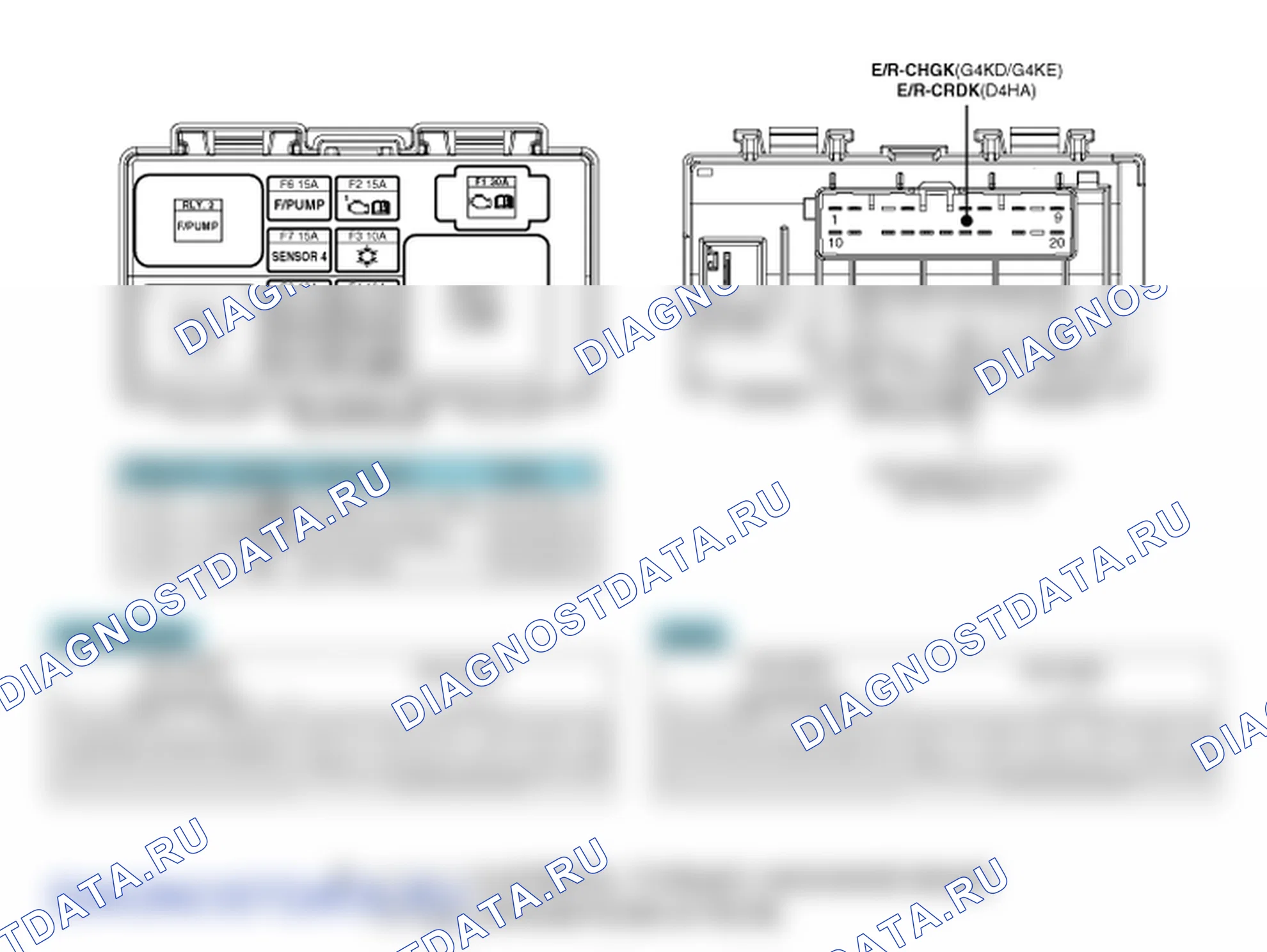 Расположение деталей блока реле (моторный отсек). Hyundai ix35 EL