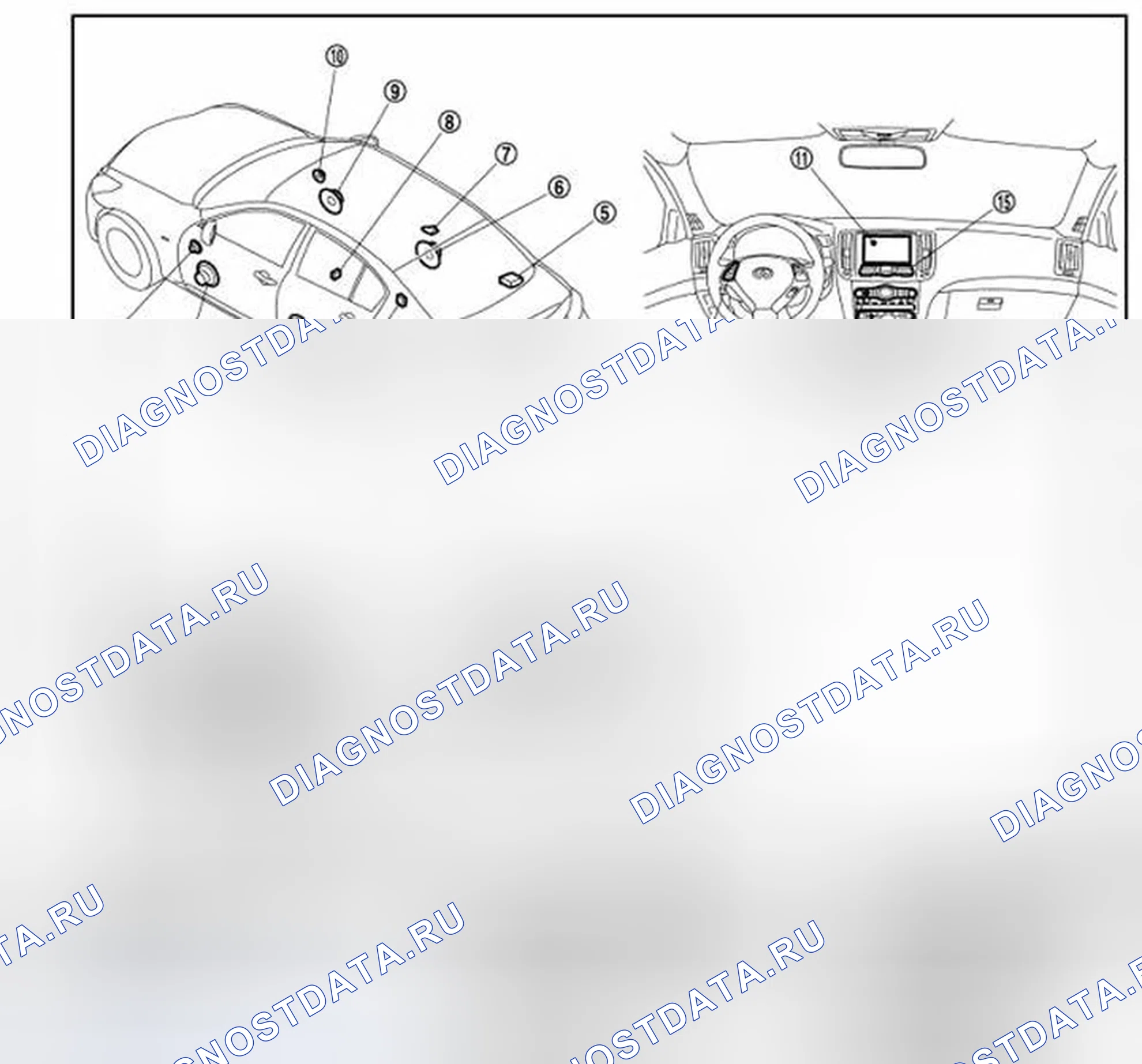 Рис. 4: Расположение компонентов. Infiniti G25 IV рестайлинг